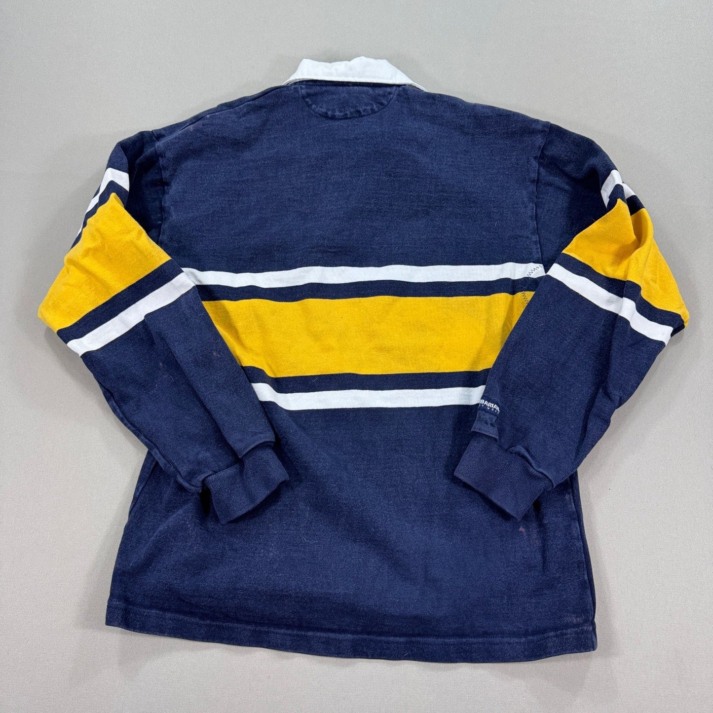 Vintage Barbarian Rugby Polo Shirt Rams NFL mens Large Blue Long Sleeve Canada