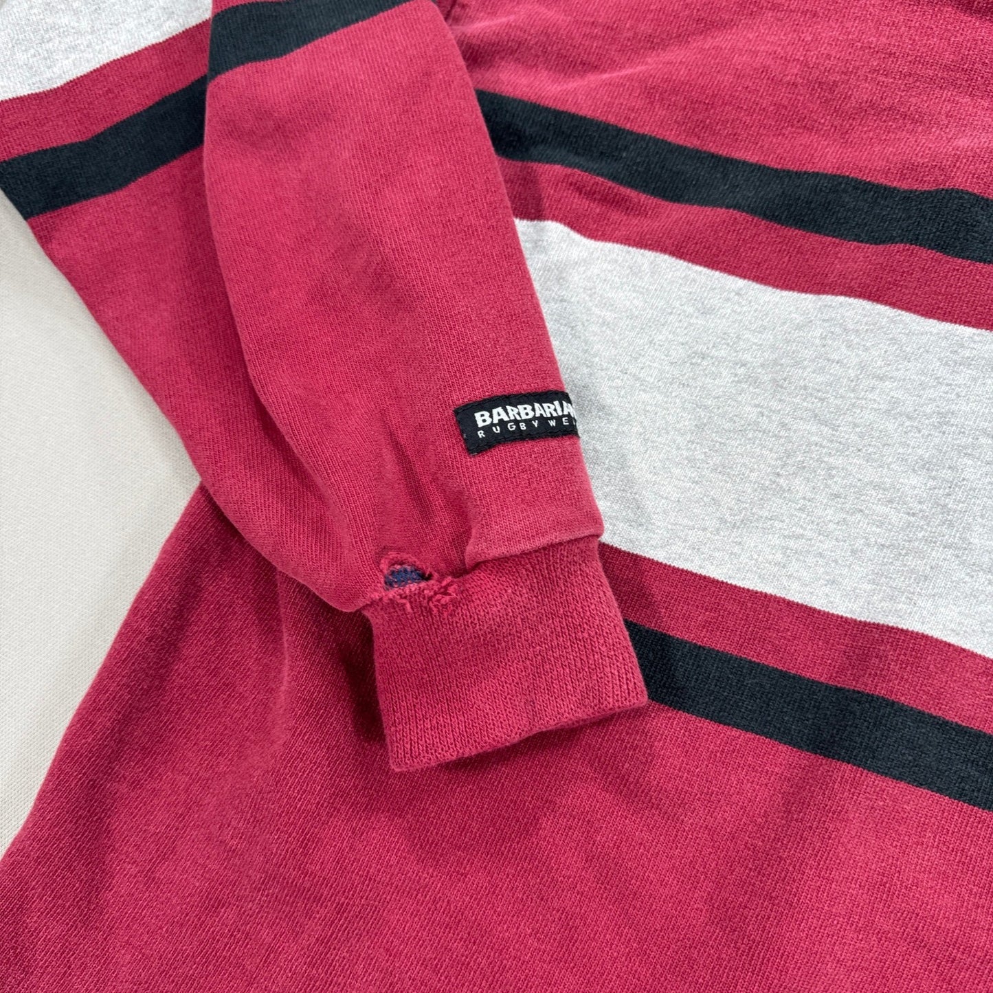 Vintage Barbarian Rugby Polo Shirt St James Lions Long Sleeve mens Small Red