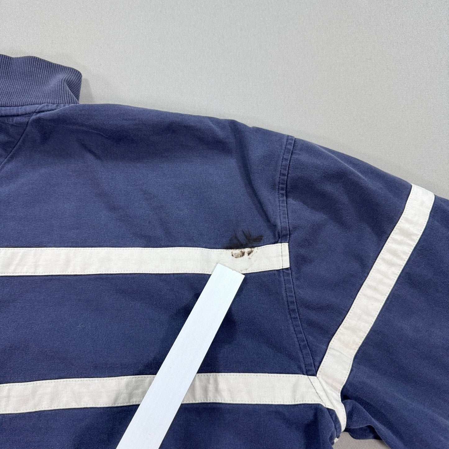 Tommy Hilfiger Rugby Shirt Long Sleeve mens 2XL Blue White Stripe Quarter Zip