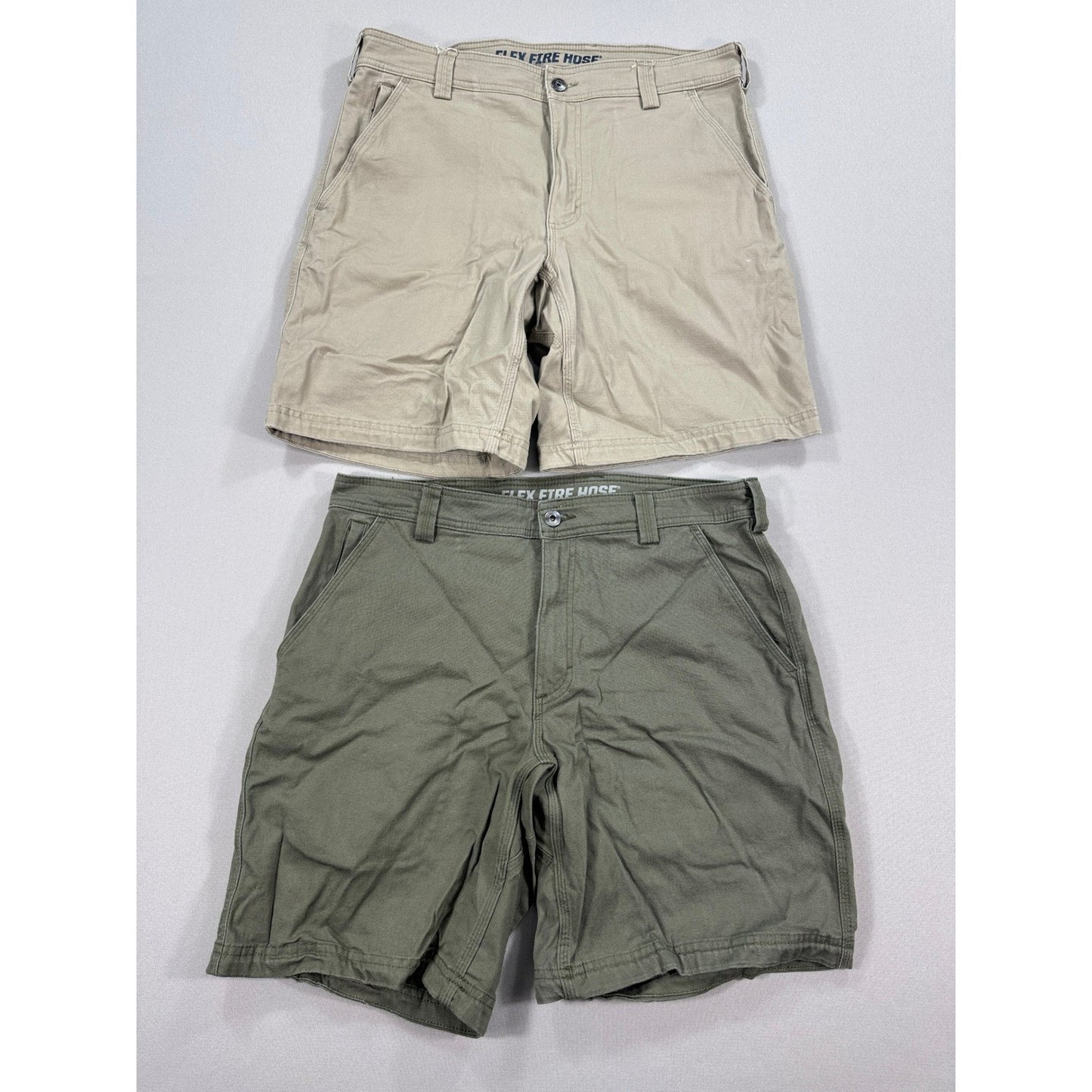 2 PCS Duluth Trading Co Cargo Shorts Flex Fire Hose mens Size 34 Relaxed Fit