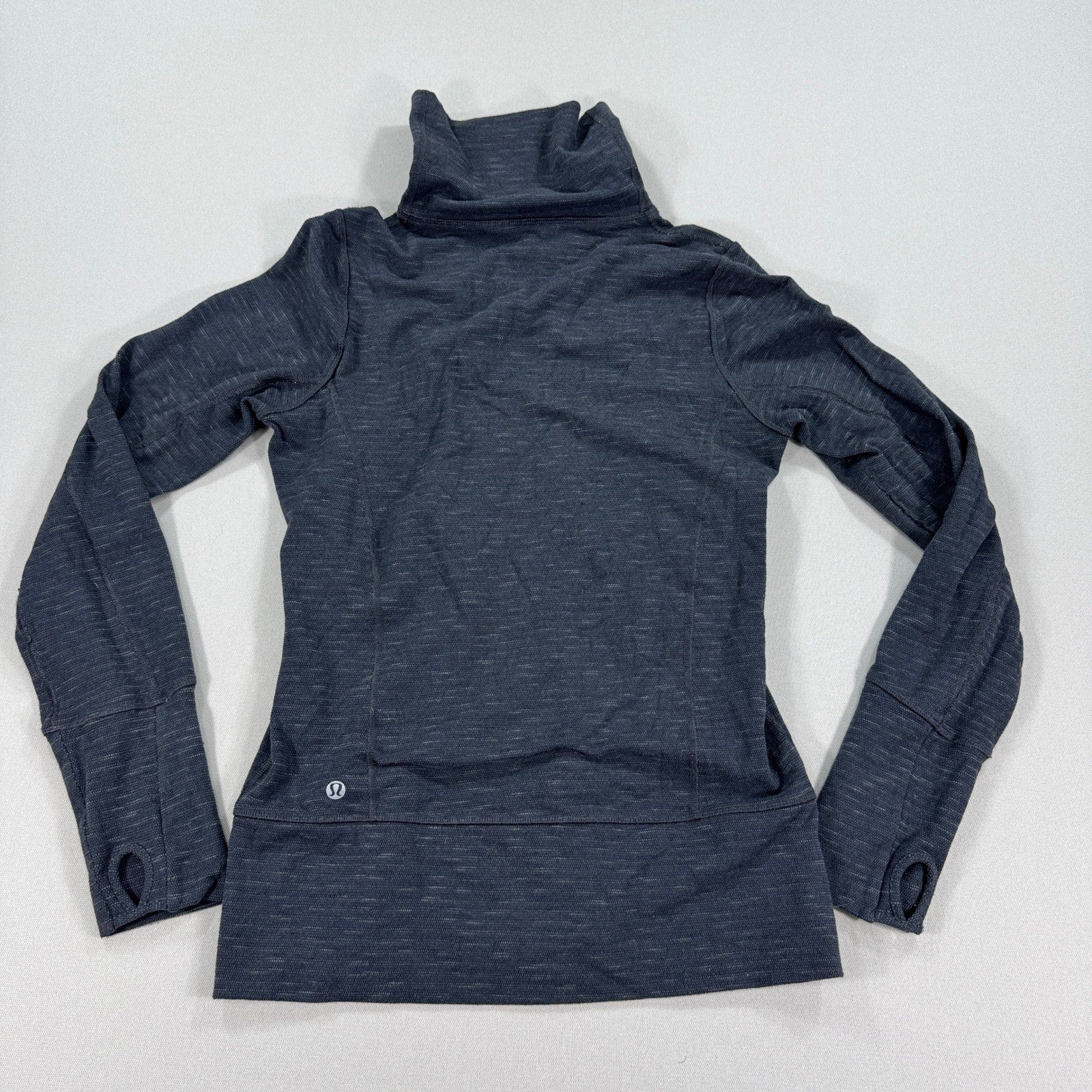 Lululemon Define Jacket Womens Size 6 Gray Black Thumbhole Full Zip Mock Neck