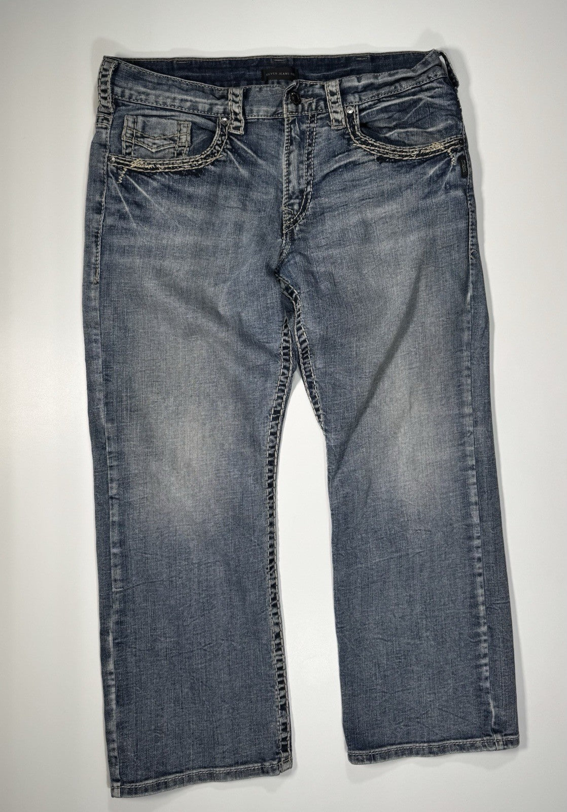 Silver Jeans Gordie Loose Fit Straight Leg Mens 38x32 Blue Relaxed
