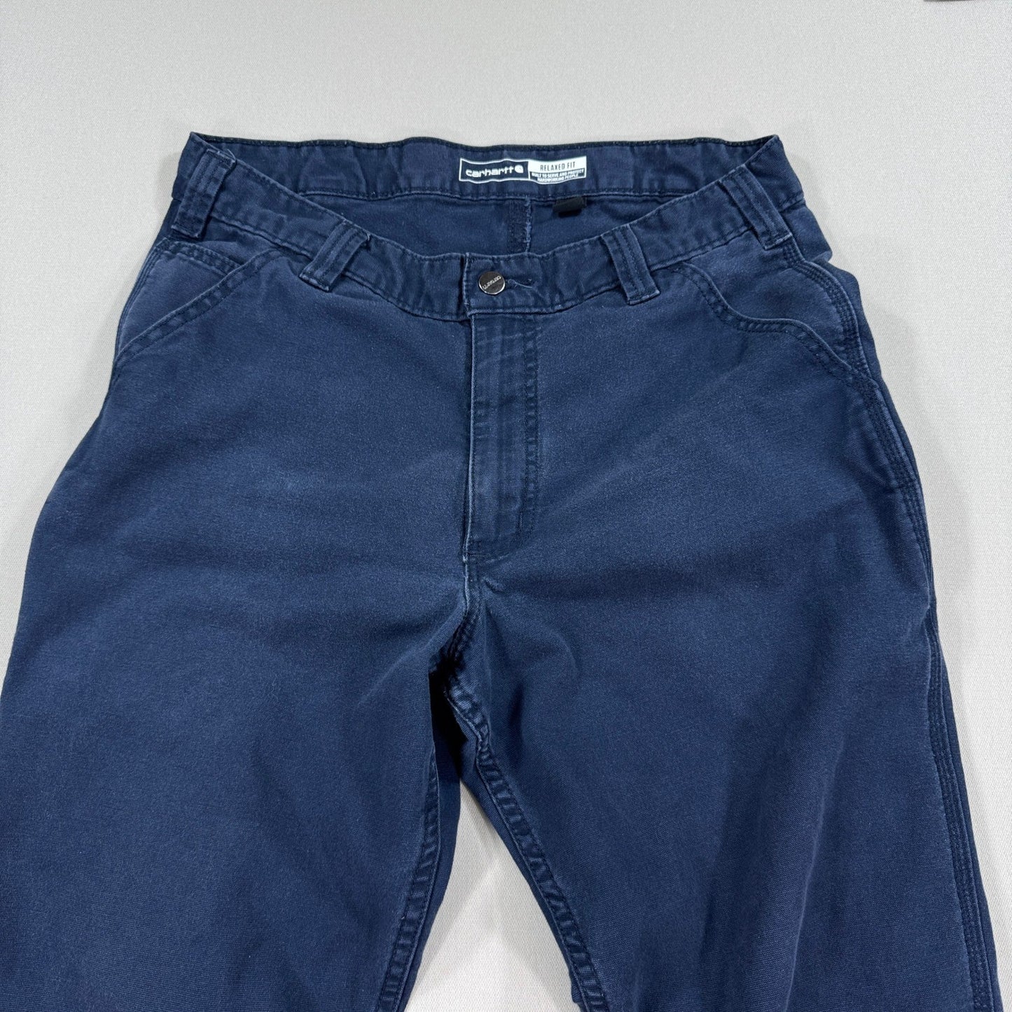 Carhartt Rugged Flex Canvas Work Pants Relaxed Fit mens 33x32 Navy Blue Utility