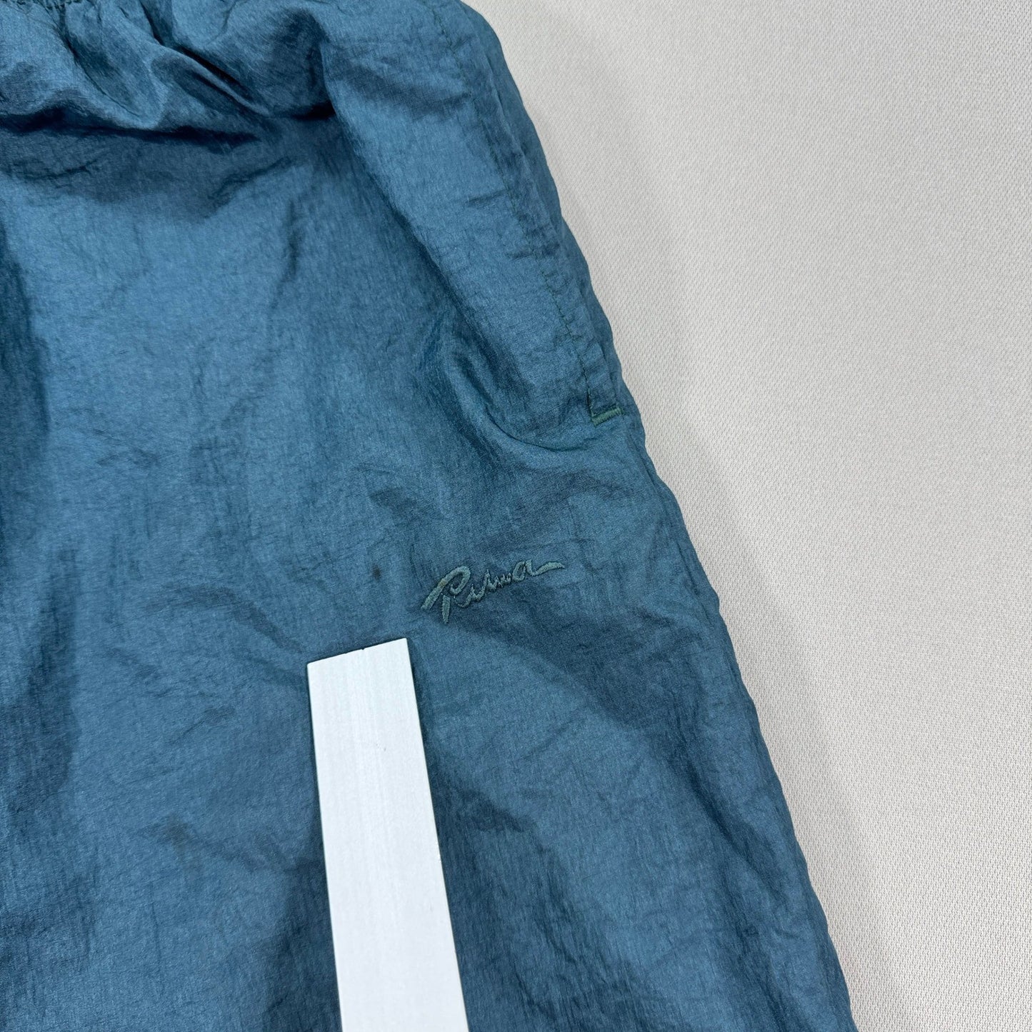 Vintage Puma Track Pants mens Medium Teal Windbreaker Nylon Zipped Ankles Y2K