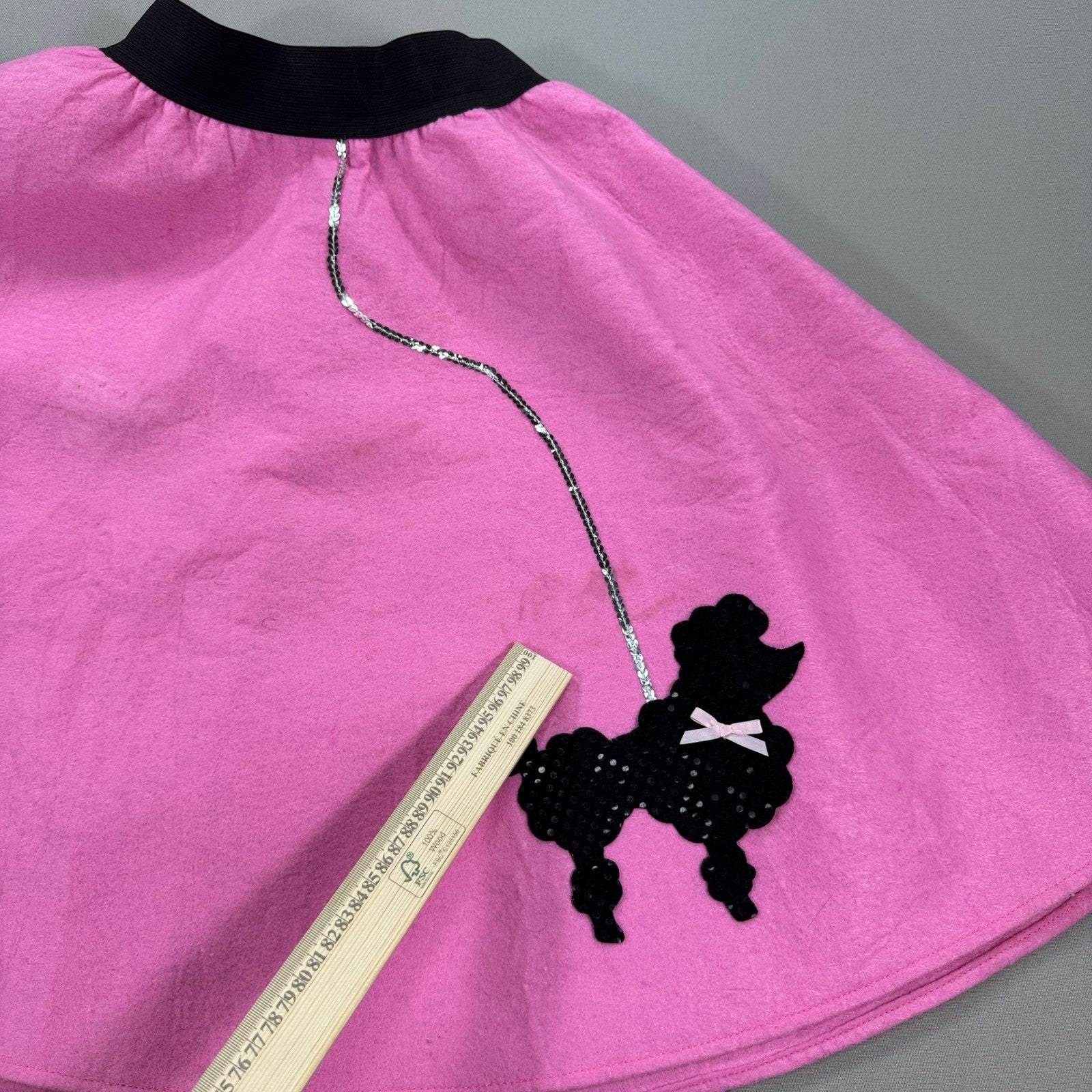 50s Poodle Skirt Girl's Large in Pink with Elastic Waist Made In USA