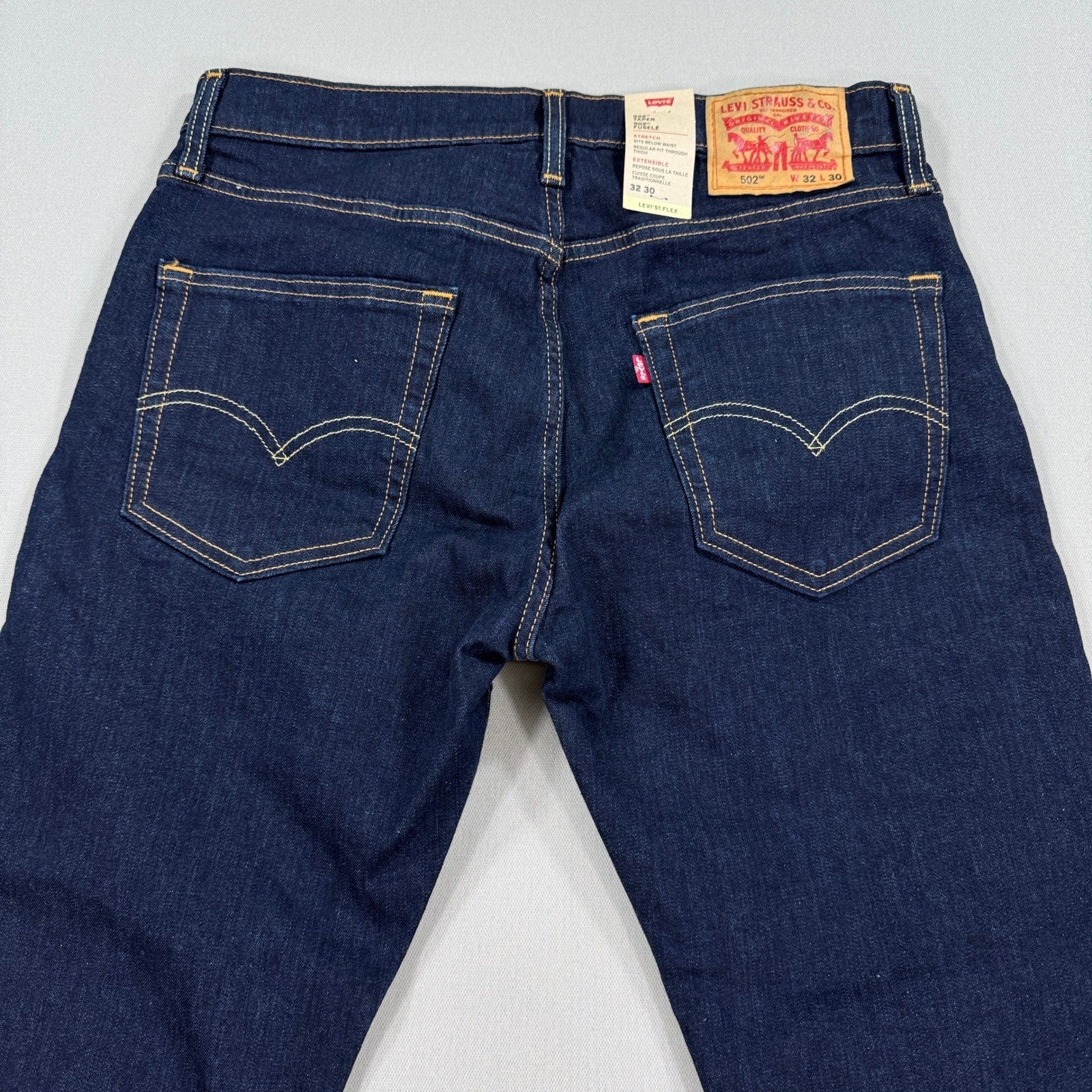 New Levi's 502 Taper Jeans Flex Stretch Dark Wash mens 32x30 Denim