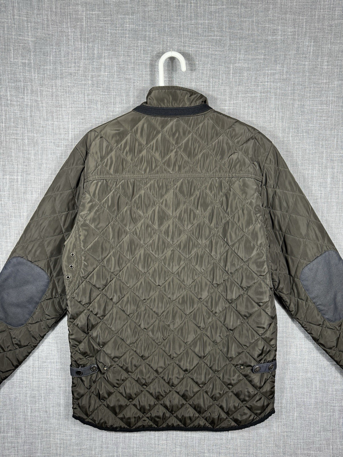 Silver jeans mens Jacket Coat Quilted Elbow Patches Olive Green Rare Size M