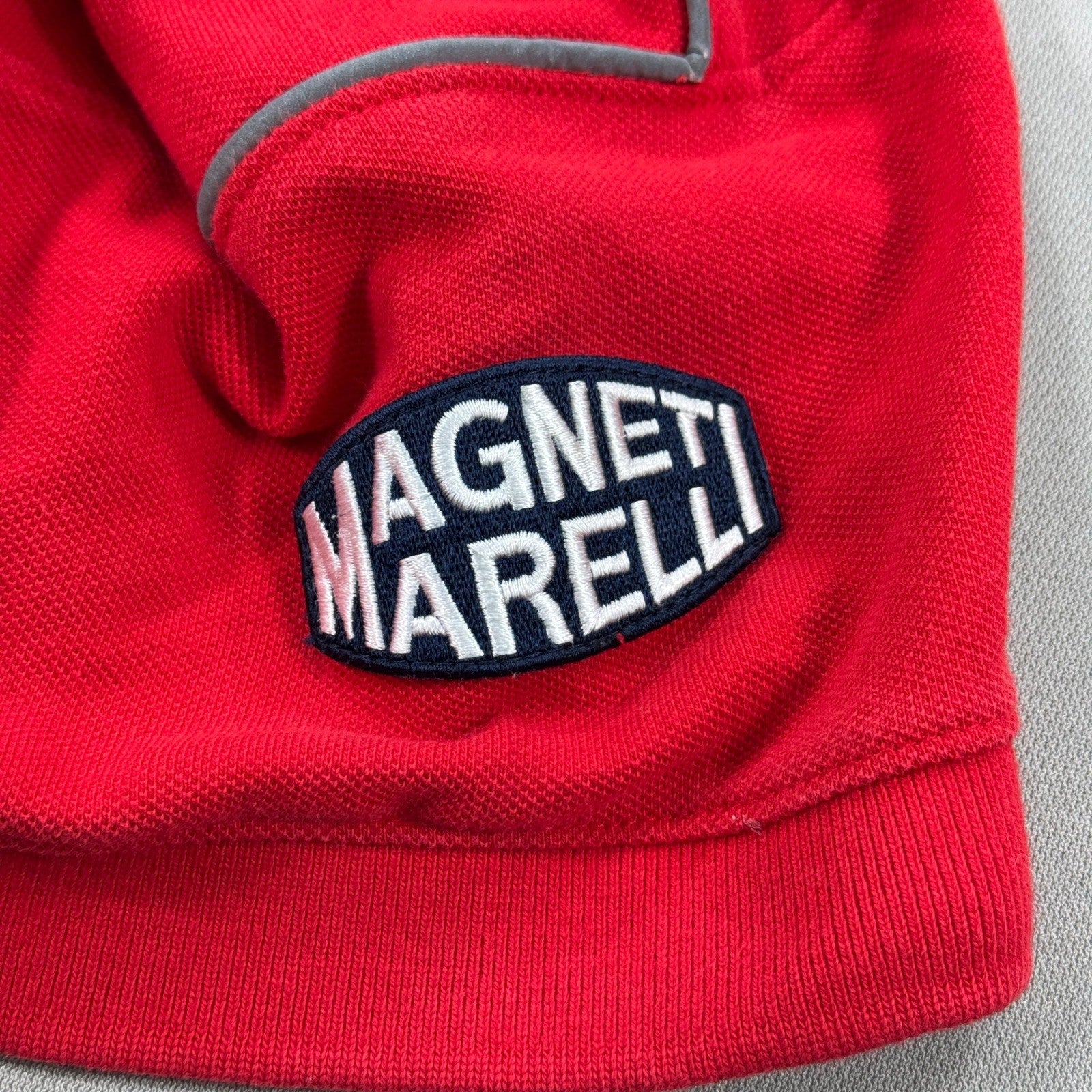 Vintage 90s Ferarri Polo Shirt Shell Magneti Marelli F1 Red mens Size Medium
