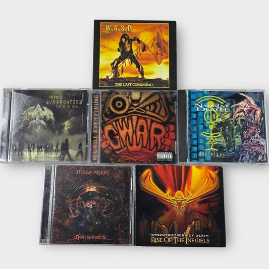 Metal CDs Lot WASP Judas Priest Gwar Napalm Death Queensryche ETC
