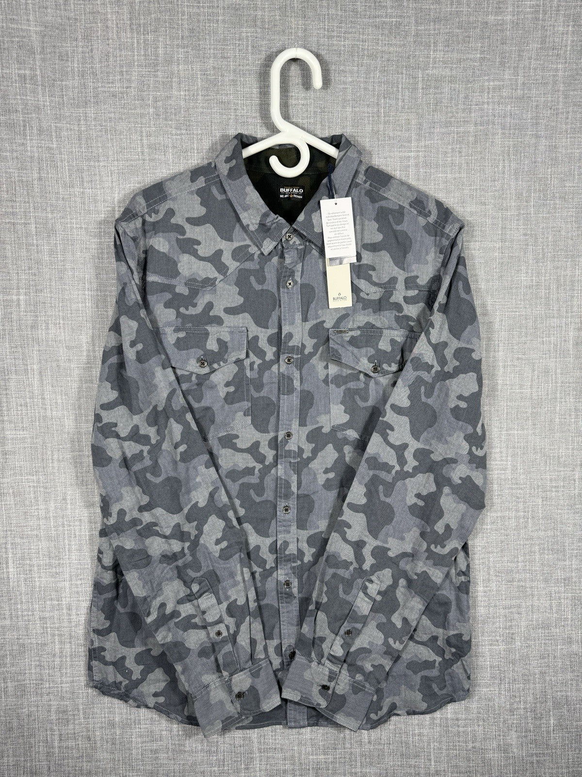 BUFFALO DAVID BITTON Camo Shirt Long Sleeve Sz Large Button Up New Msrp $99