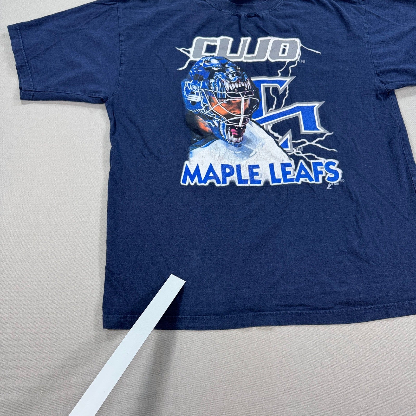 Vintage Toronto Maple Leafs Curtis Joseph Shirt NHL Hockey mens Large Navy Blue