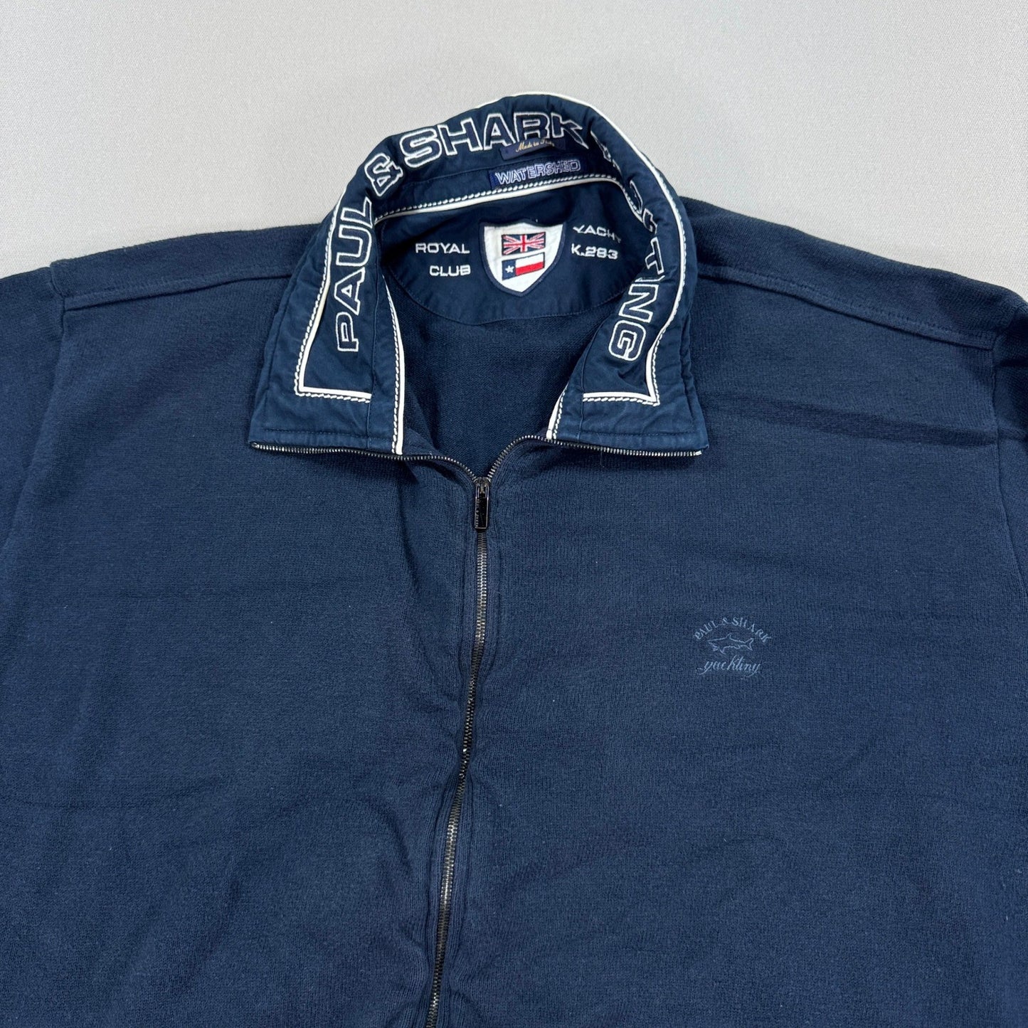 Paul & Shark Yachting Royal Club Full Zip Sweater mens 2XL Blue Made In Italy