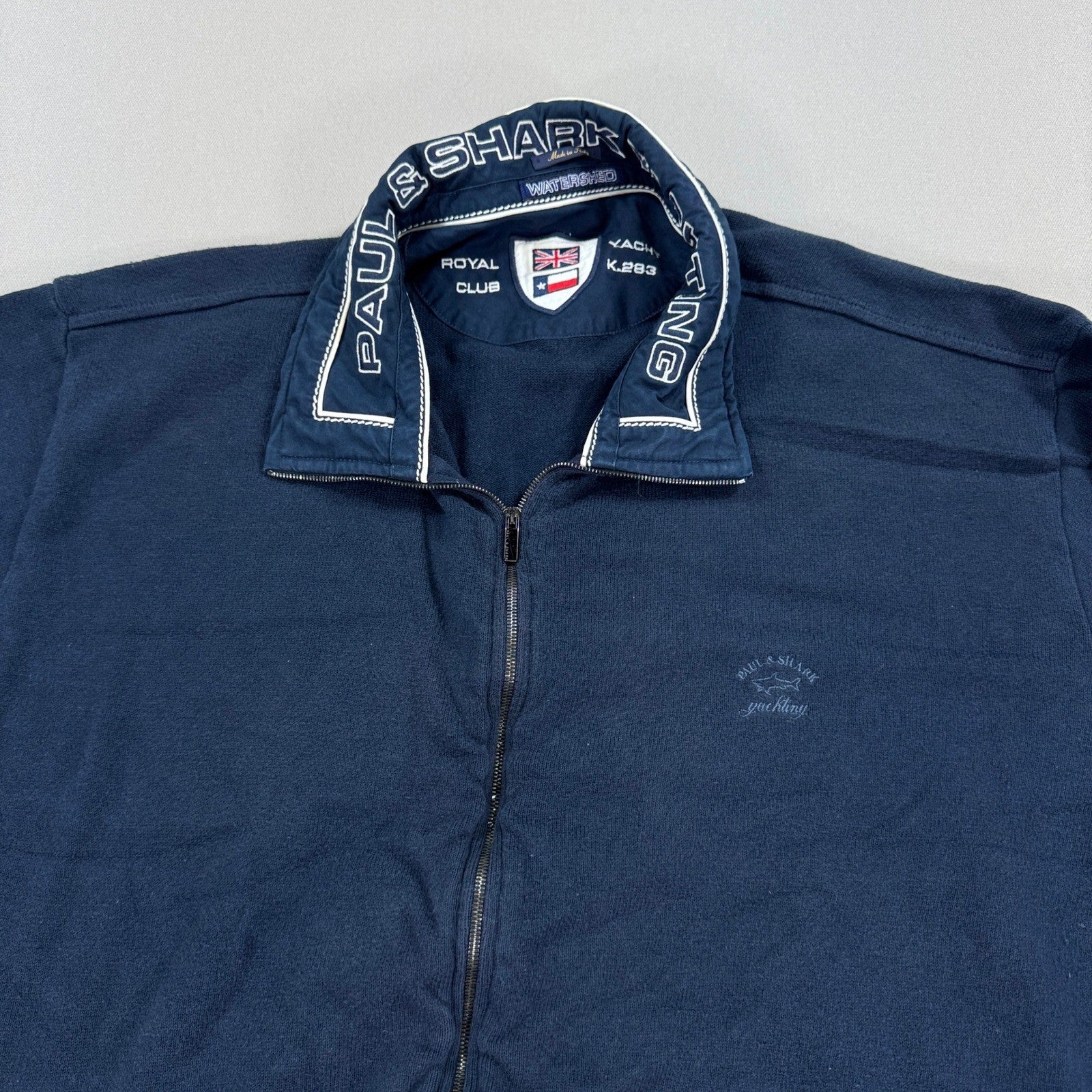 Paul & Shark Yachting Royal Club Full Zip Sweater mens 2XL Blue Made In Italy