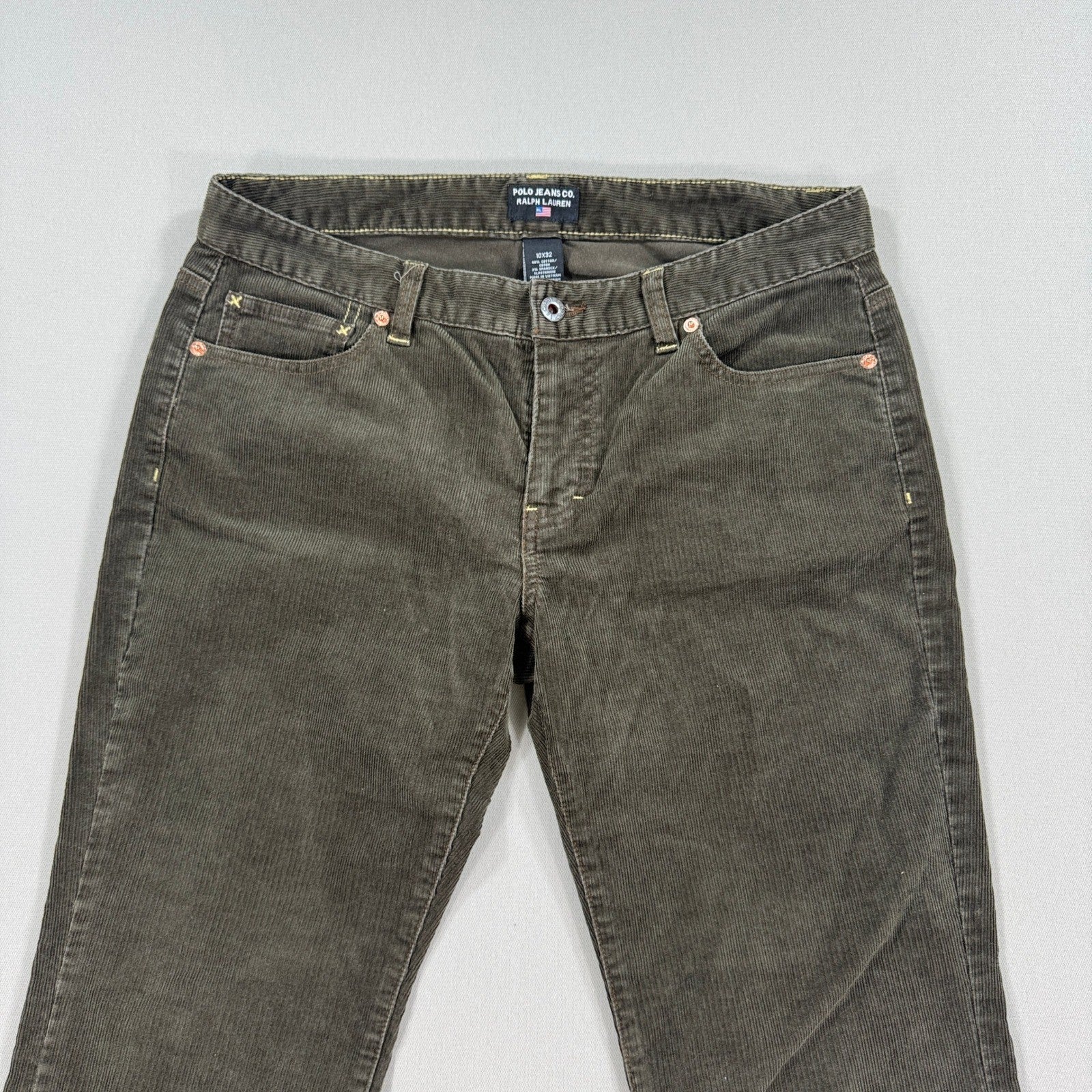 Polo Jeans Ralph Lauren Corduroy Pants Womens 10x32 Faded Green Boot Cut