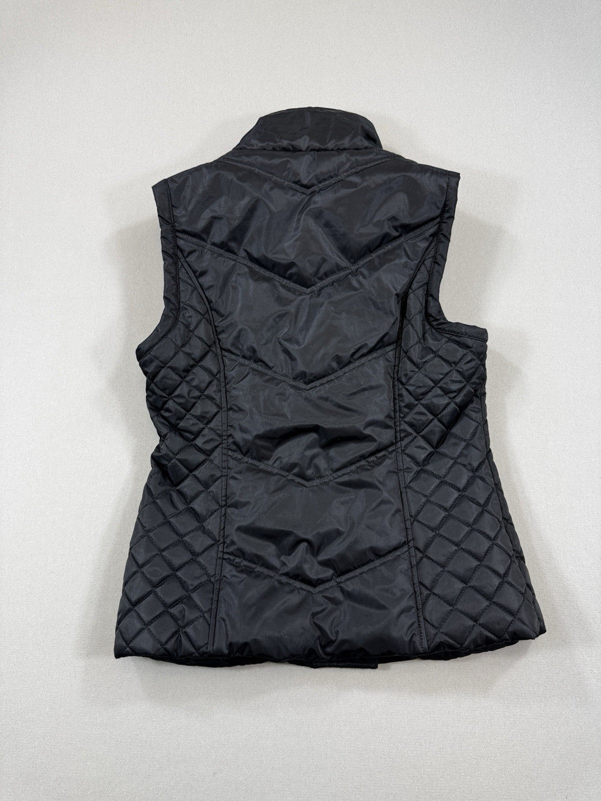 Guess Puffer Vest Jacket Womens Small Black Quilted Full Zip Lightweight