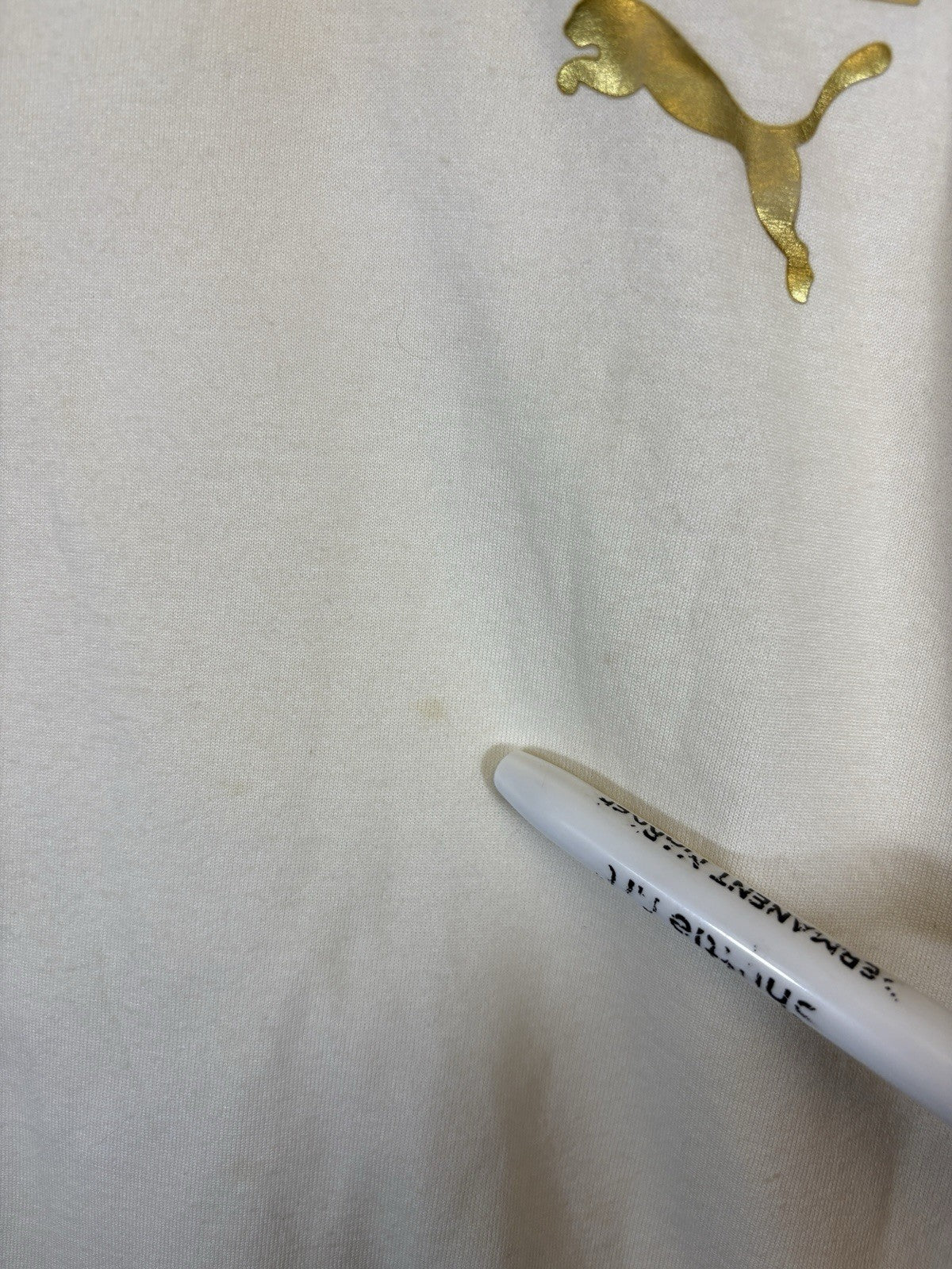 Puma Italia White Polo Shirt Mens Large Gold Lettering