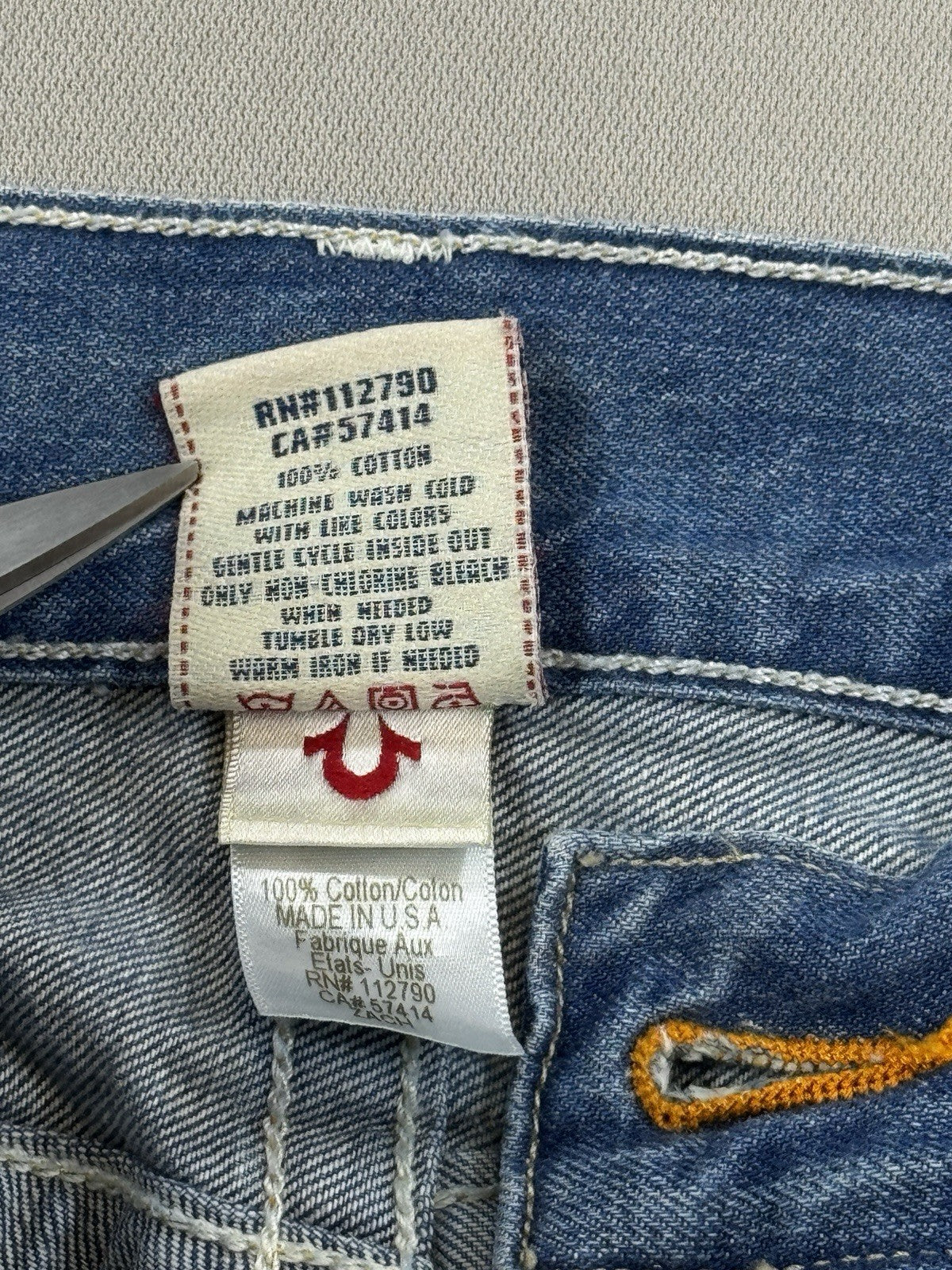 True Religion Buddha Brand mens Size 29 Blue Jeans Distressed Made In USA