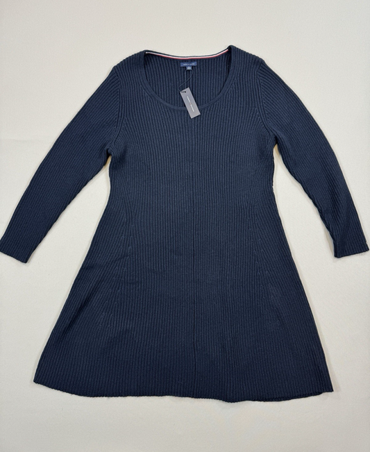 Brand New Tommy Hilfiger Cable Knit Mini Jumper Dress Womens 2XL Navy Blue