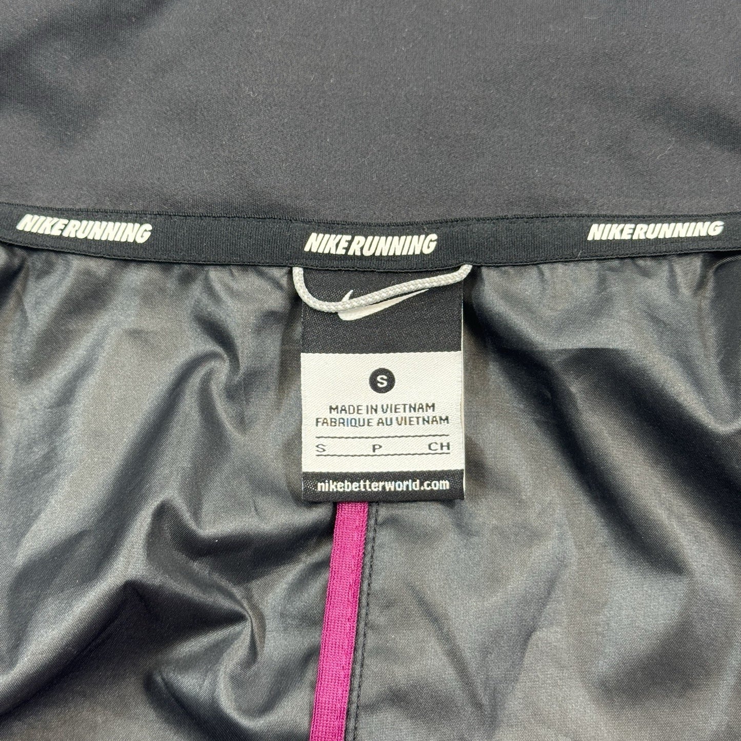 Vintage Nike Running Jacket Womens Small Purple Black Full Zip Windbreaker