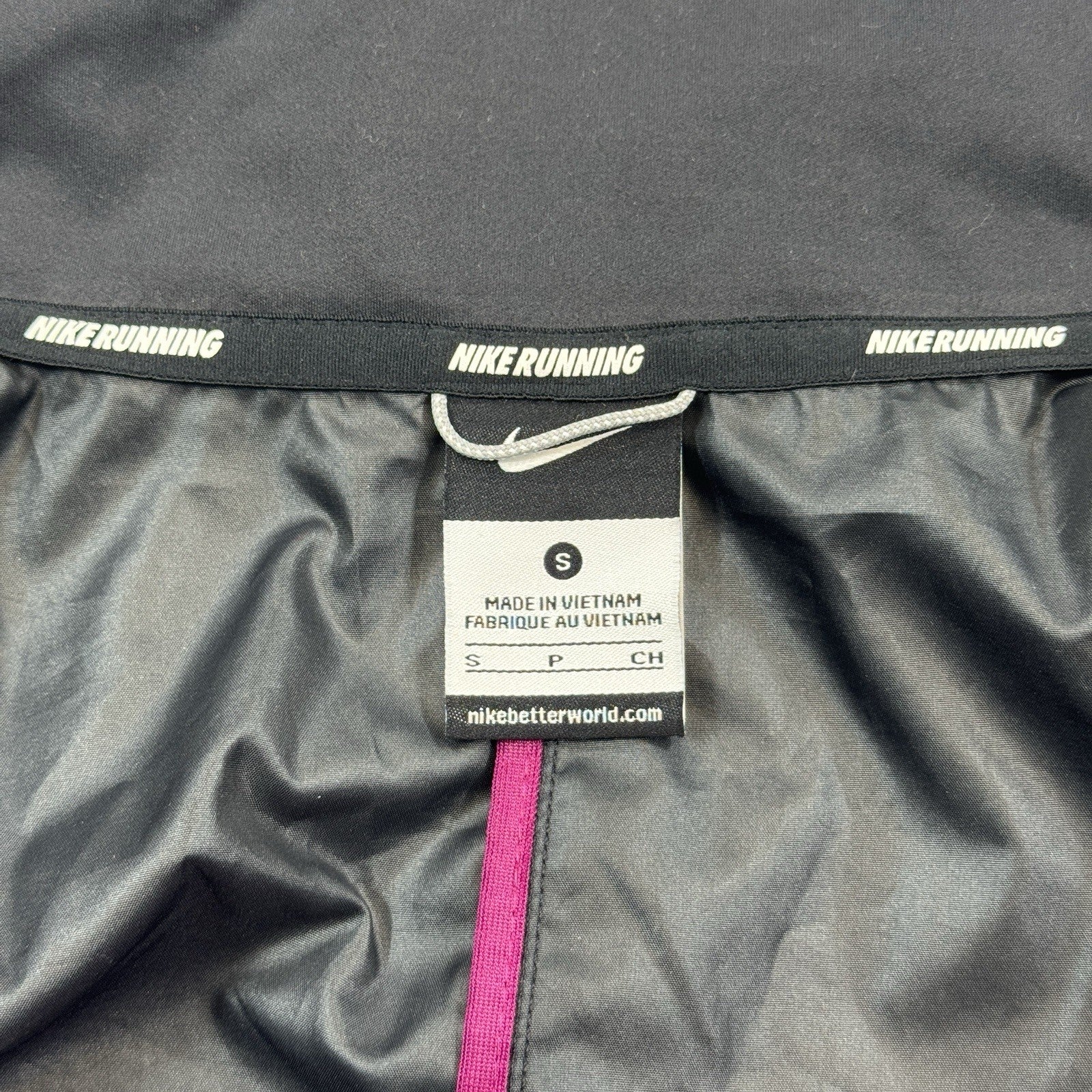 Vintage Nike Running Jacket Womens Small Purple Black Full Zip Windbreaker