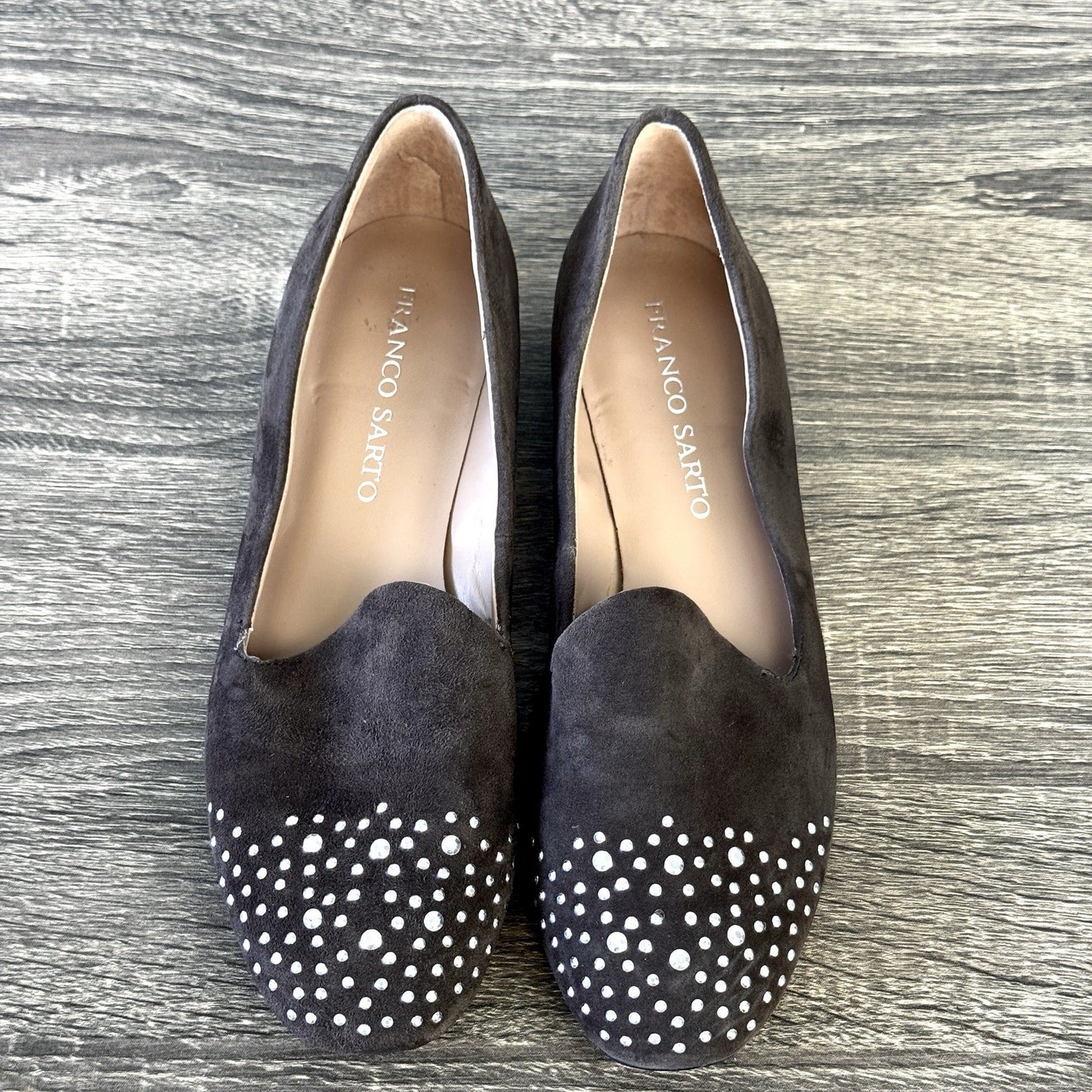 FRANCO SARTO Loafers Flats Women Size 7M Dark Brown Rhinestones