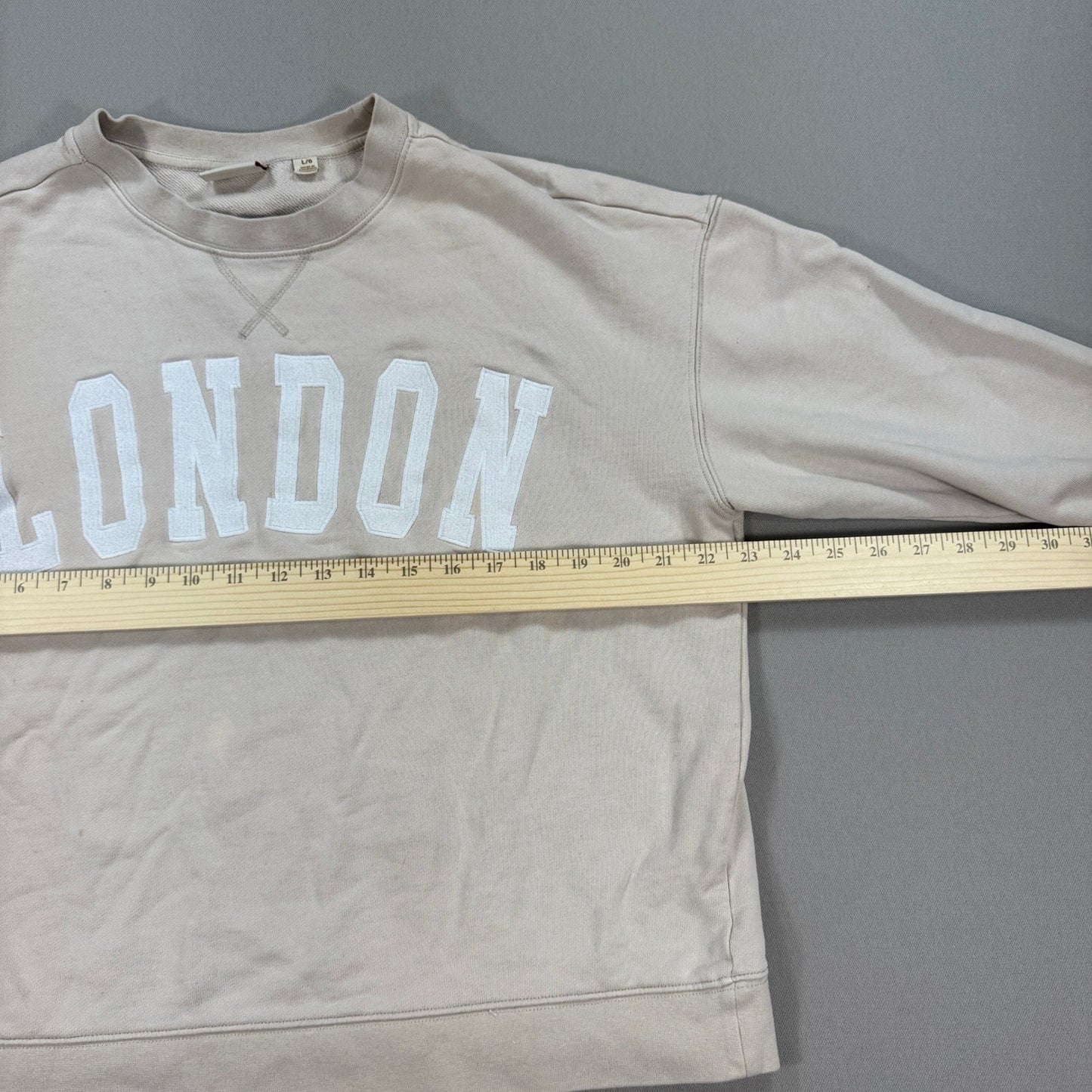 Scotch & Soda London Sweater French Terry Crewneck Boxy Womens Large Tan Beige