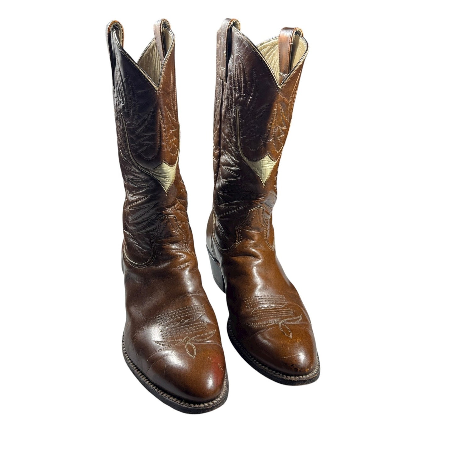 Don Quijote Cowboy Boots mens Size 11.5 Brown Leather Pointed Cut Out