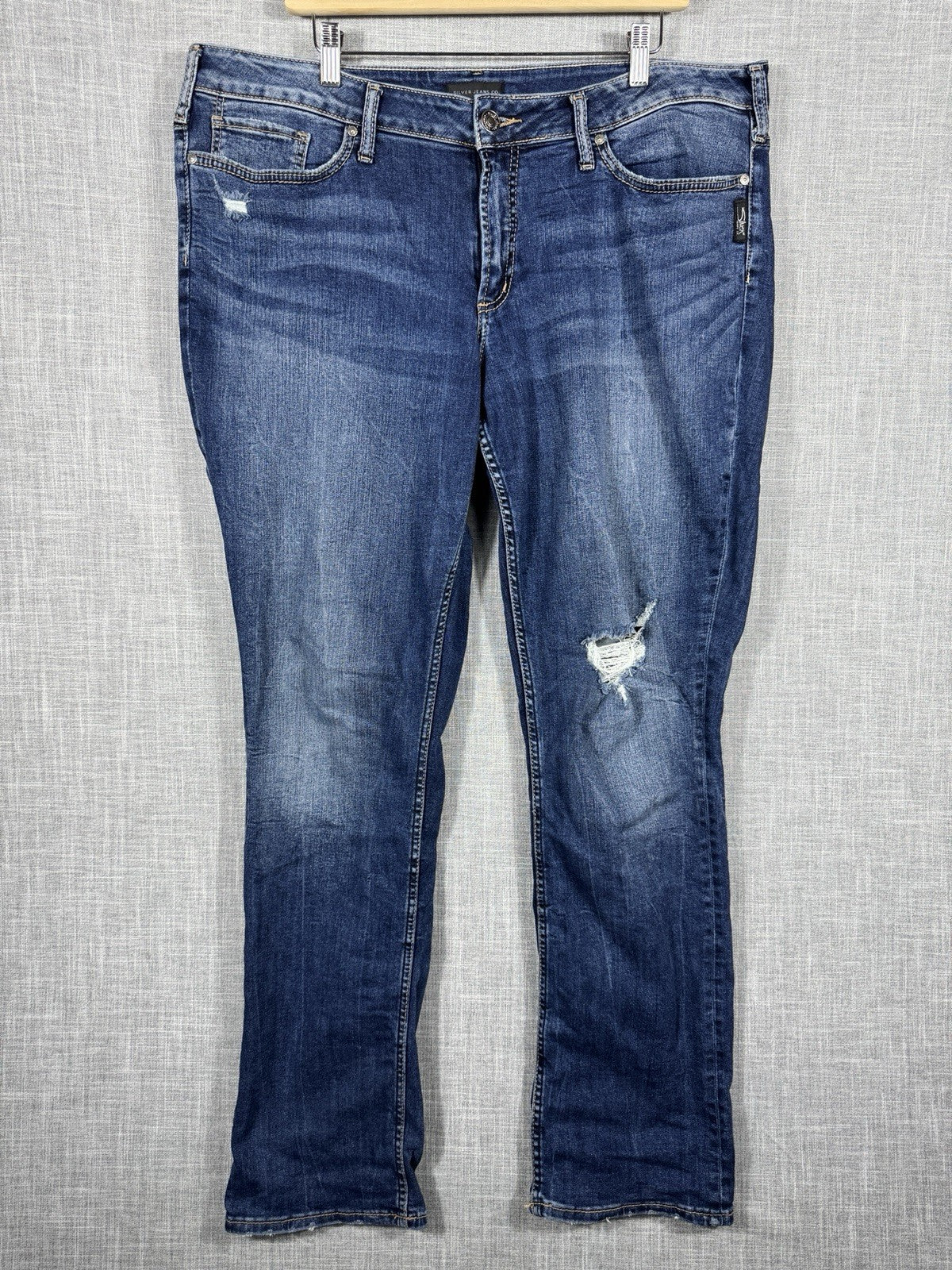 Silver Jeans Suki Straight Blue Distressed Mens 40x34