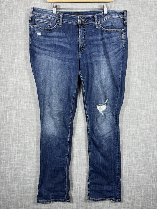 Silver Jeans Suki Straight Blue Distressed Mens 40x34