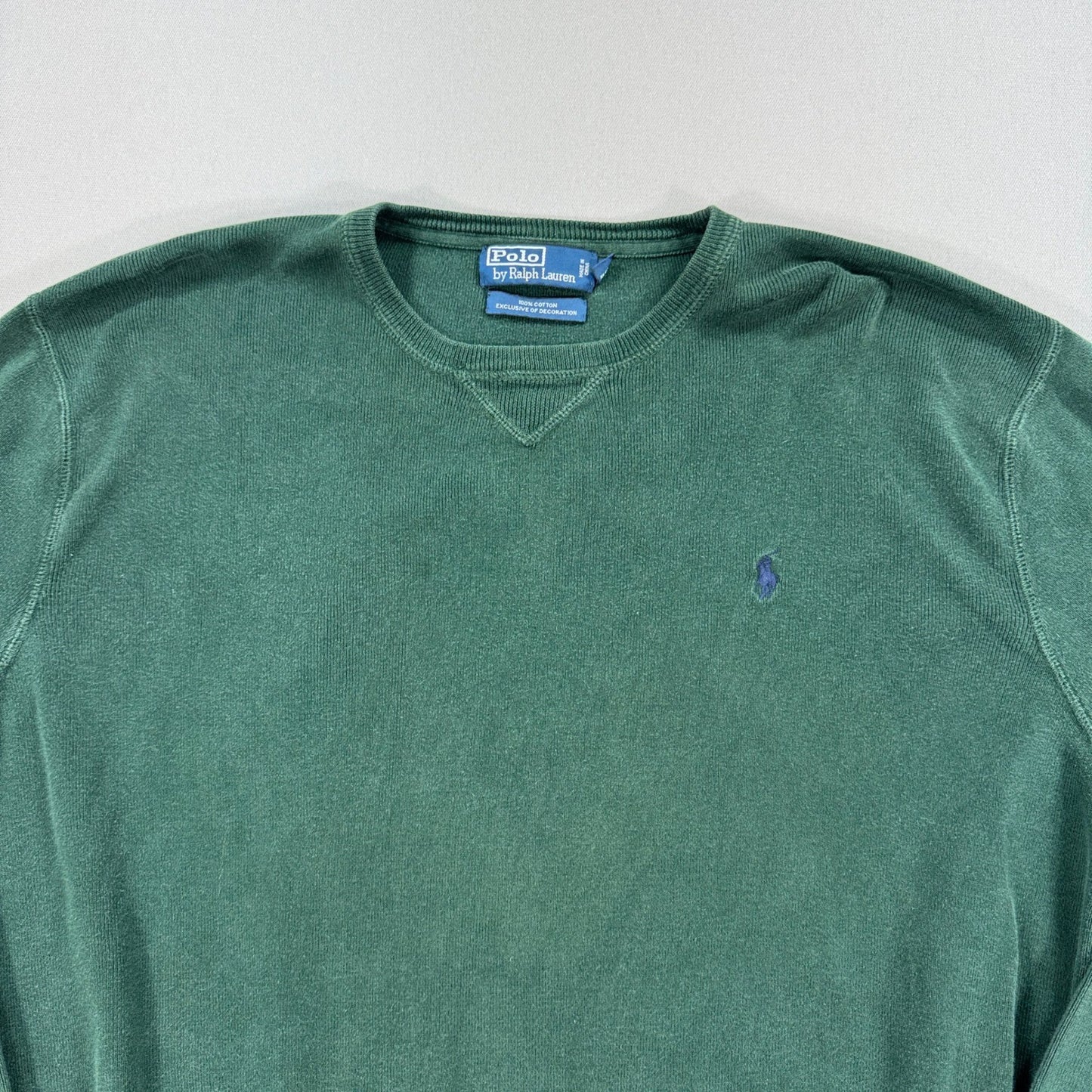 Polo Ralph Lauren Sweater mens XL Green Cotton Crewneck Regular Fit Pullover
