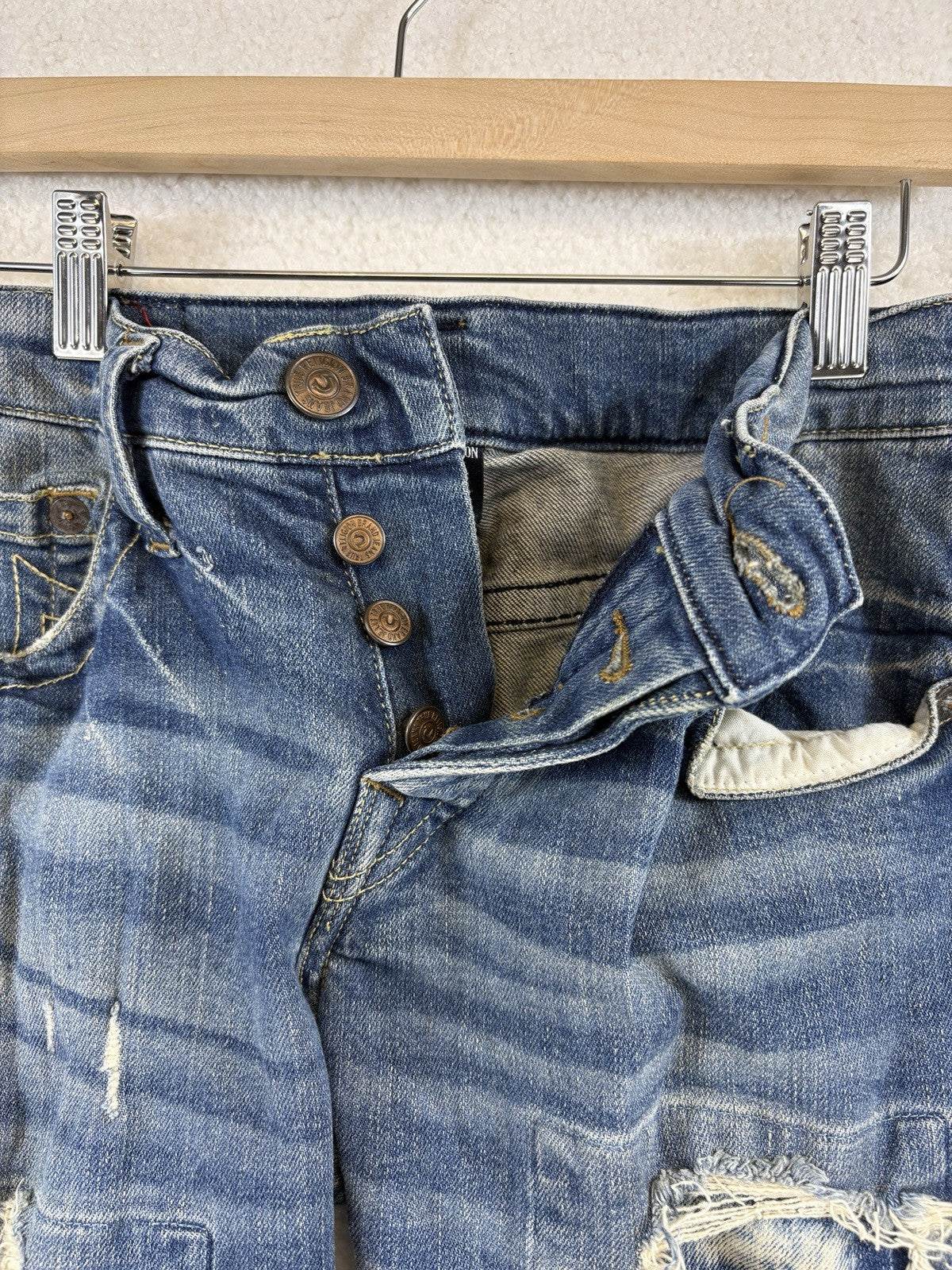 True Religion Distressed Denim Jeans Womens Size 29 Ripped Straight Leg