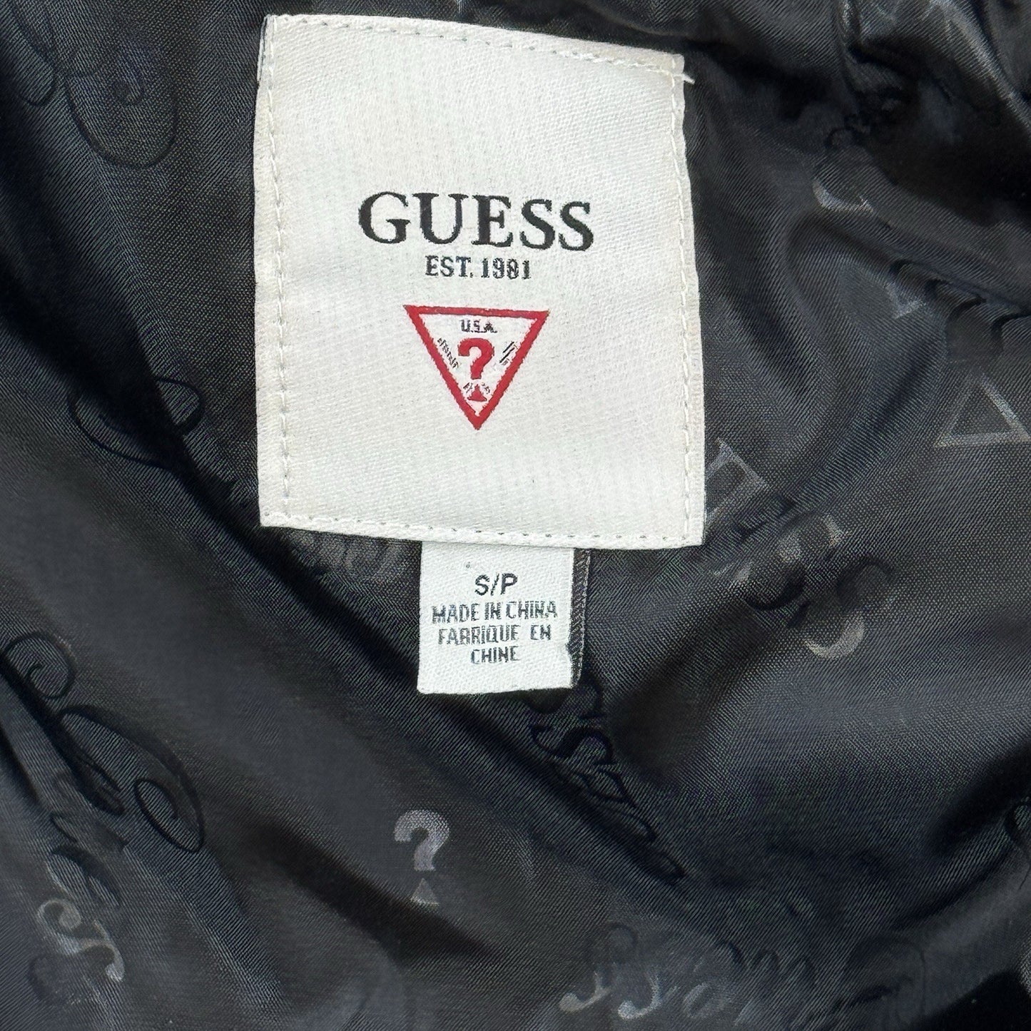 Guess Puffer Vest Jacket Womens Small Black Quilted Full Zip Lightweight