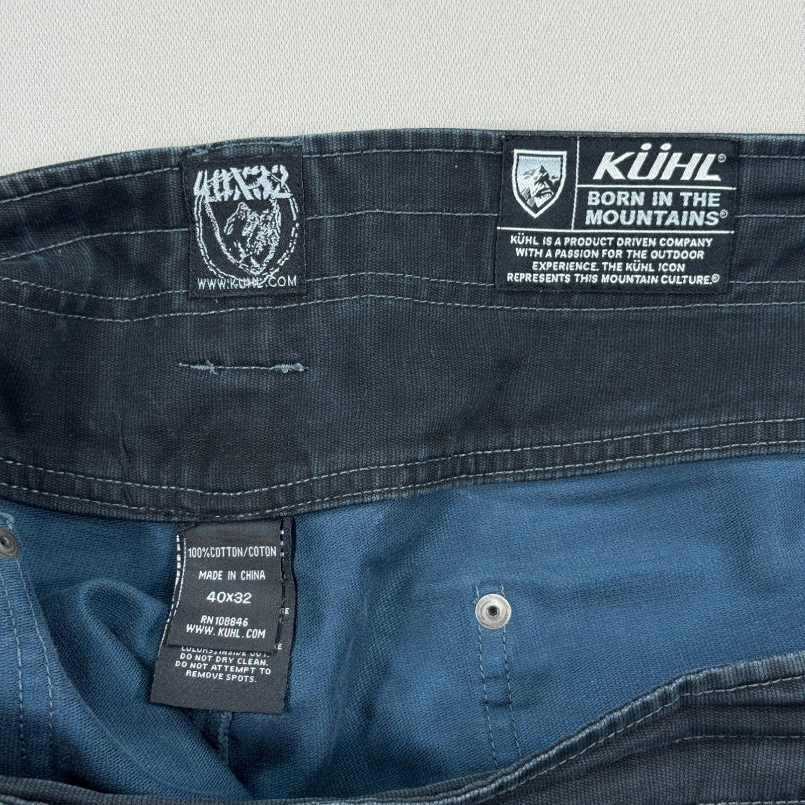 Kuhl Gunslinger Vintage Patina Dyed Jeans Mens 40x32 Indigo Stretch Baggy