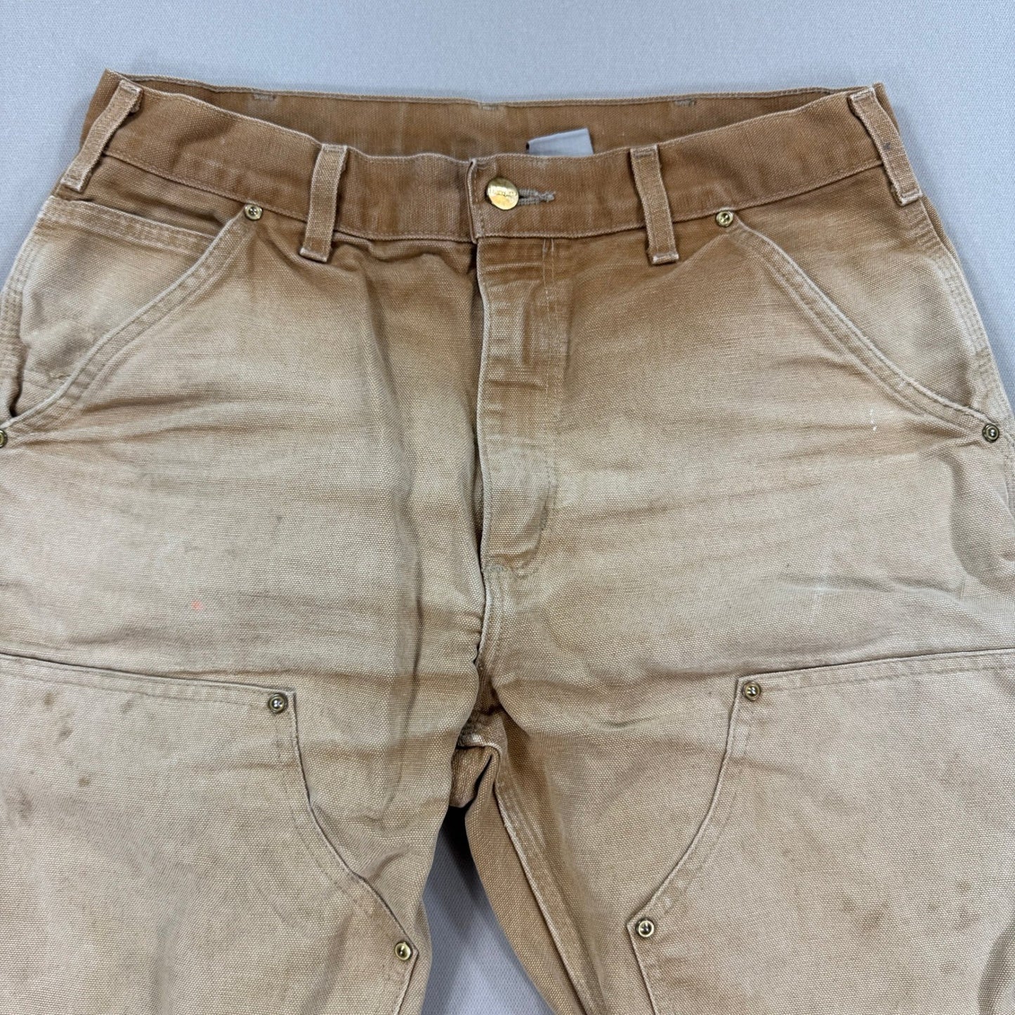 VTG Carhartt Double Knee Pants Helmets To Hardhats Mens 32x30 Brown B01-BRN