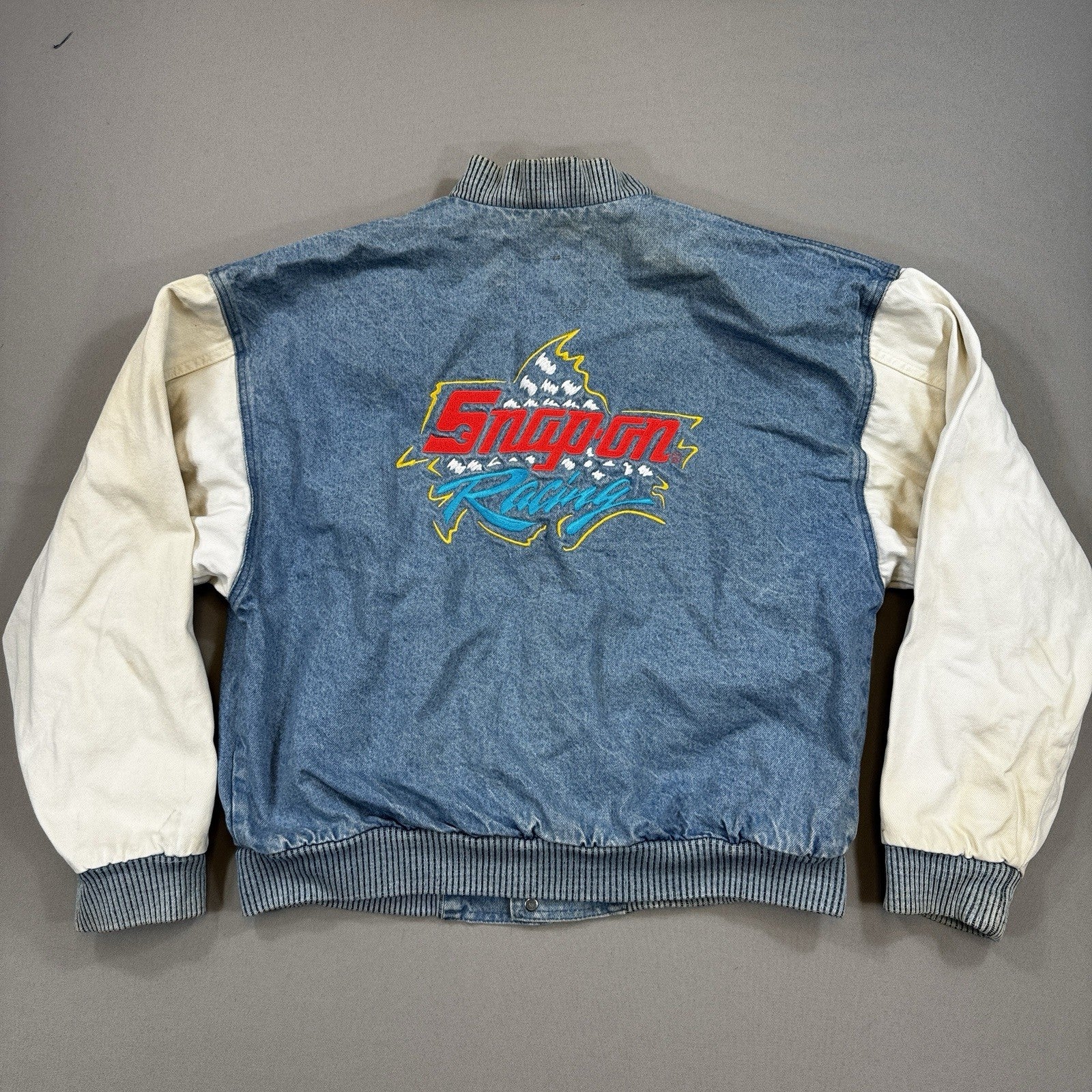 Snap On Racing Jacket mens Large Blue Jean Style Made in Canada Choko Apparel