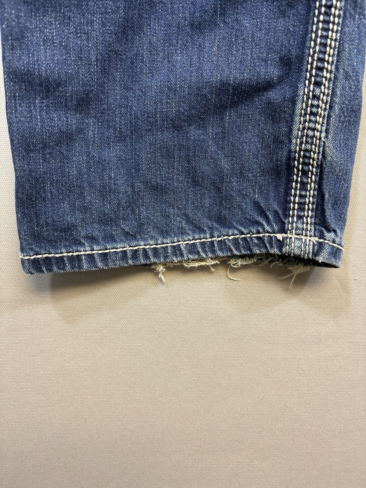 BKE Denim Tyler Straight Blue Jeans mens 33R Distressed Dark Wash Stretch