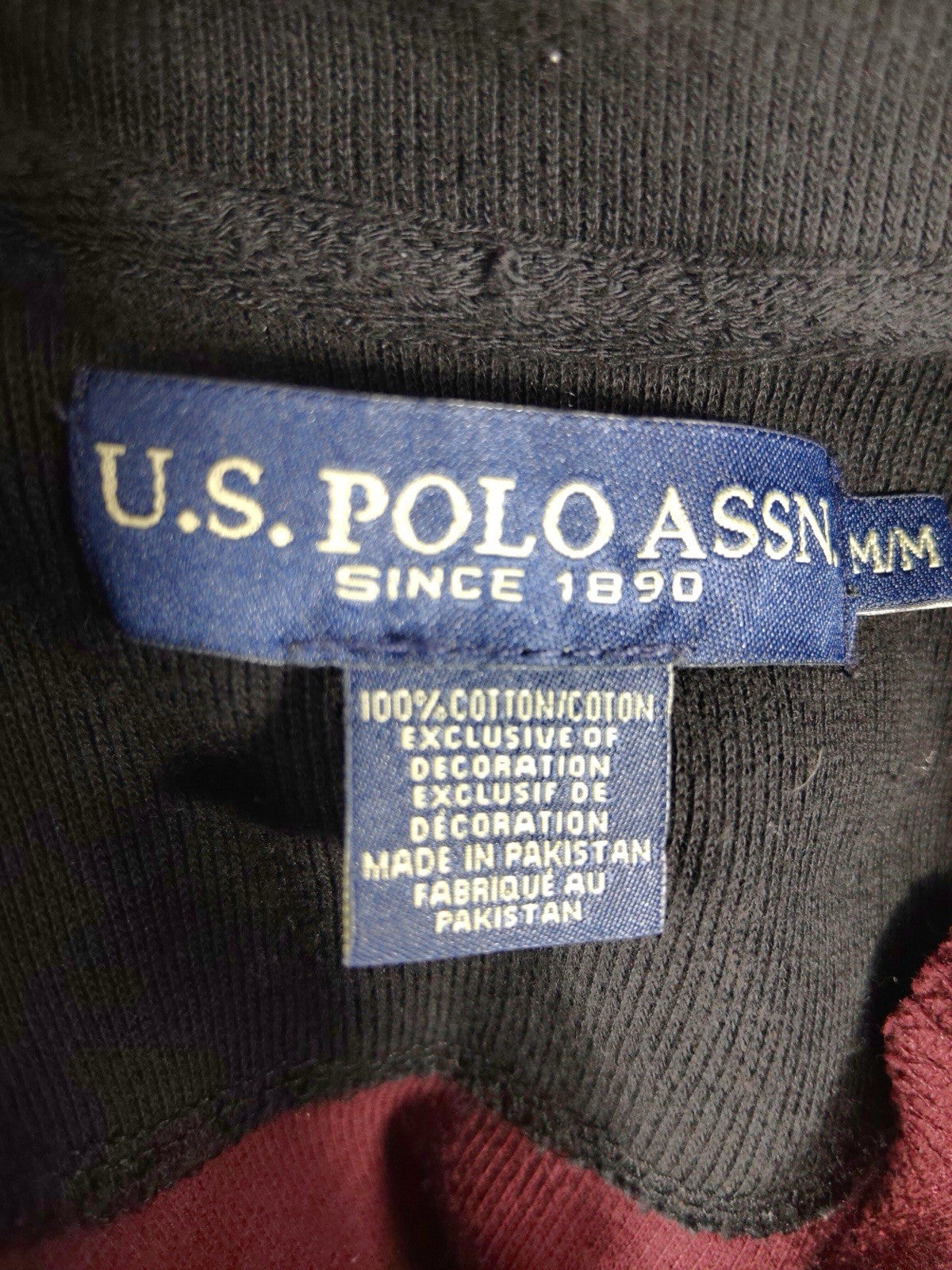 US Polo Assn Mock Neck Wine Red Pullover Quarter Zip Long Sleeves Mens Medium