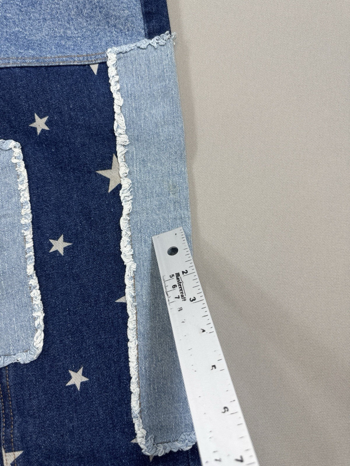 Vintage Baggy Y2K Jeans Mens 38x32 Blue Denim Patchwork USA Flag