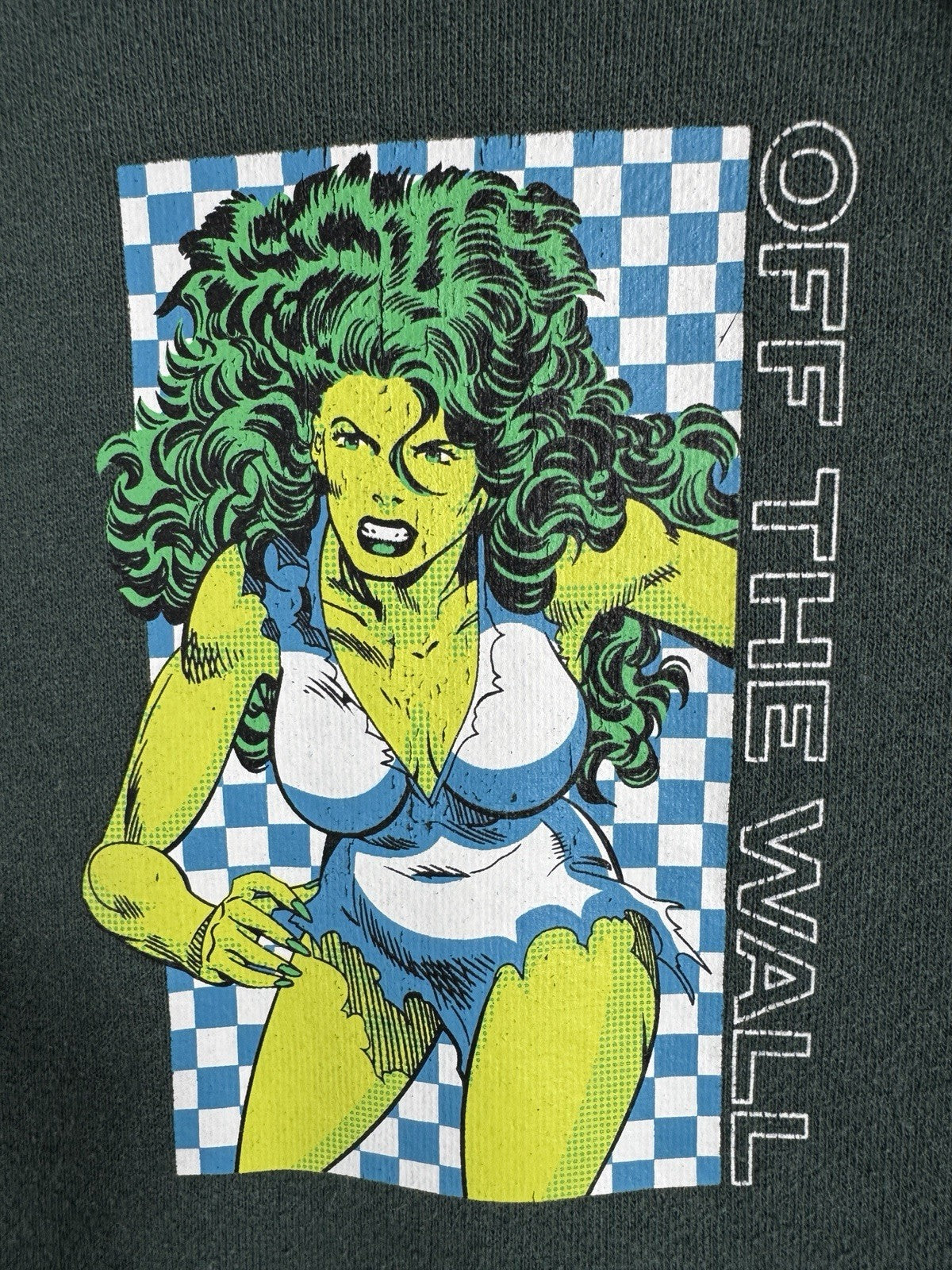 Vans Marvel She-Hulk Print Hoodie Sweatshirt Adult Small Green Off Wall Collab