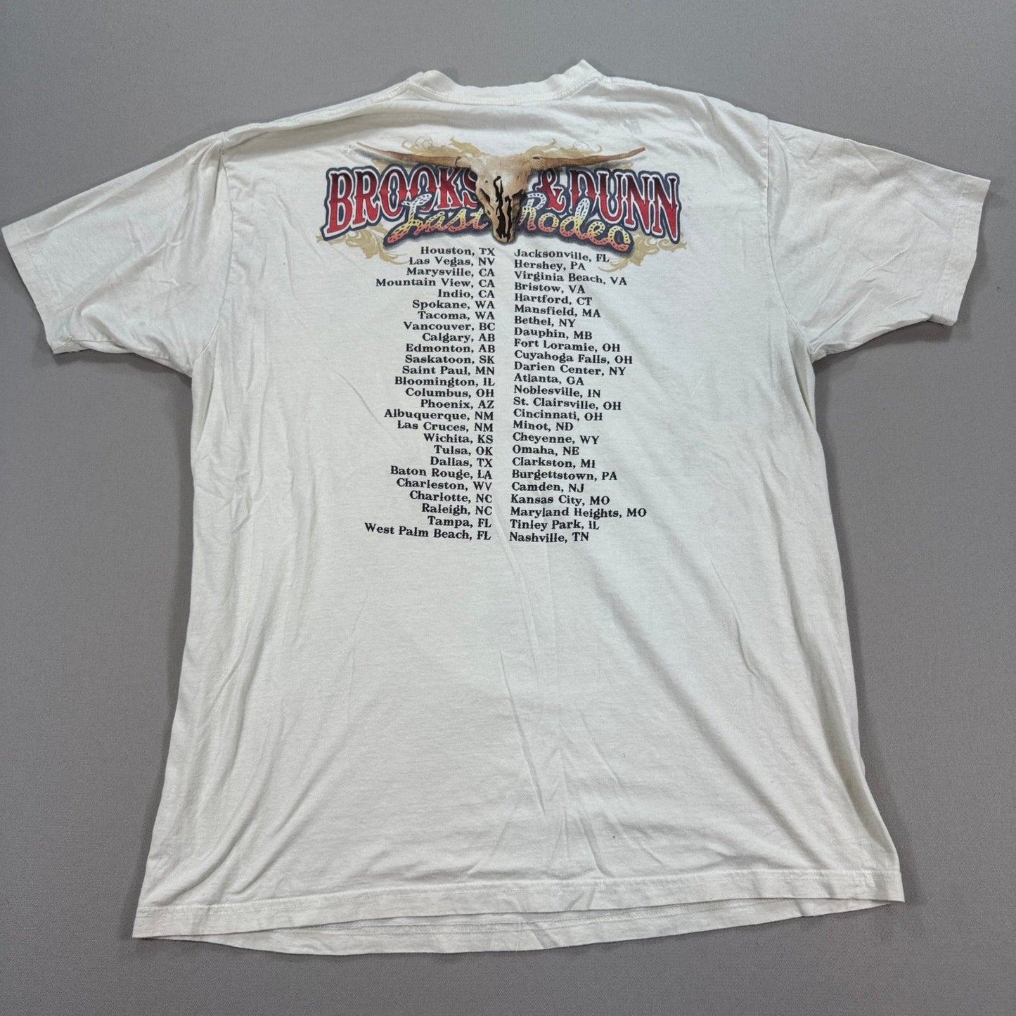 Vintage Brooks & Dunn Last Rodeo Tour T-Shirt mens 2XL White Rock Band Graphic