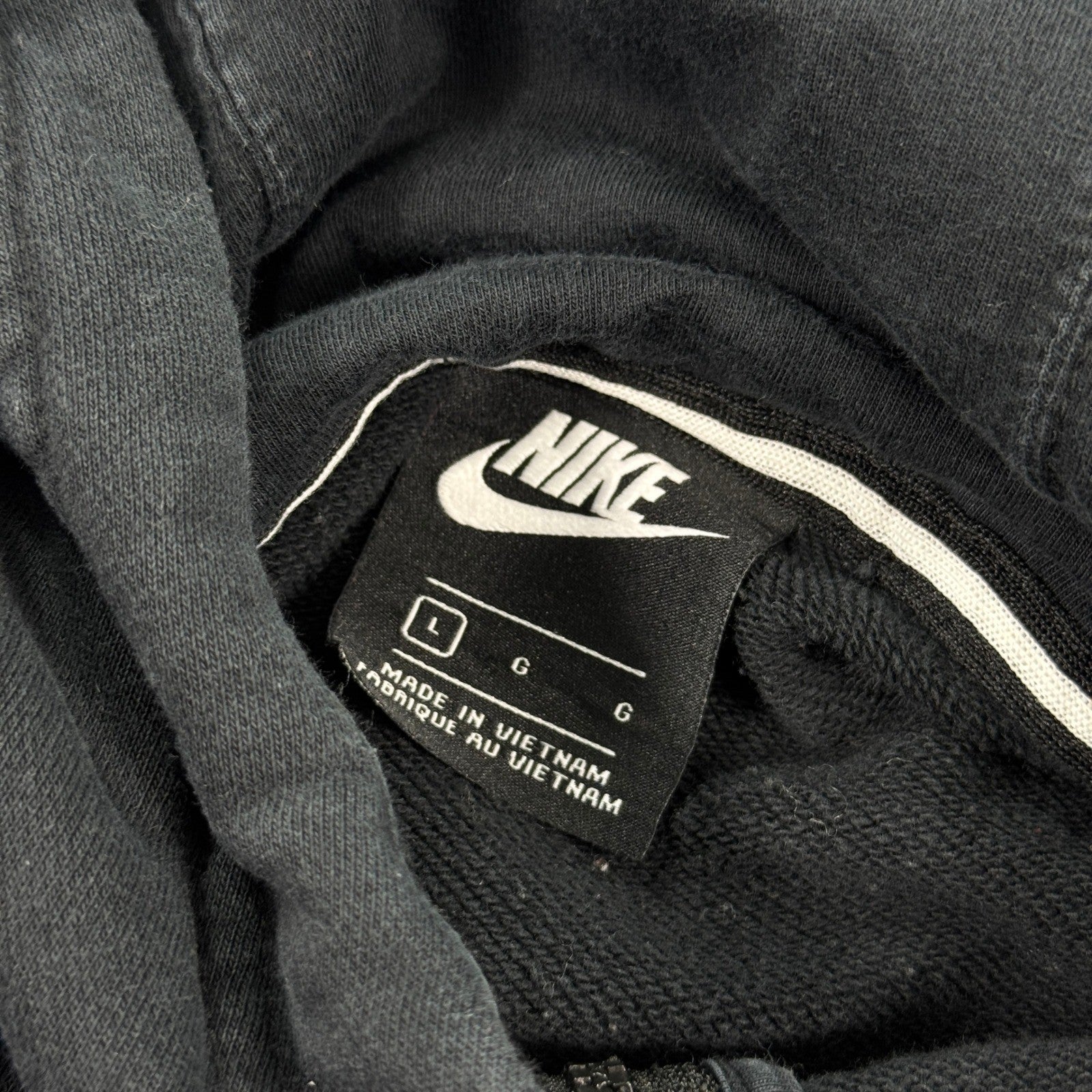 Nike Sportswear Hoodie mens Large Black Sleeve Hits Full-Zip Fleece Logo