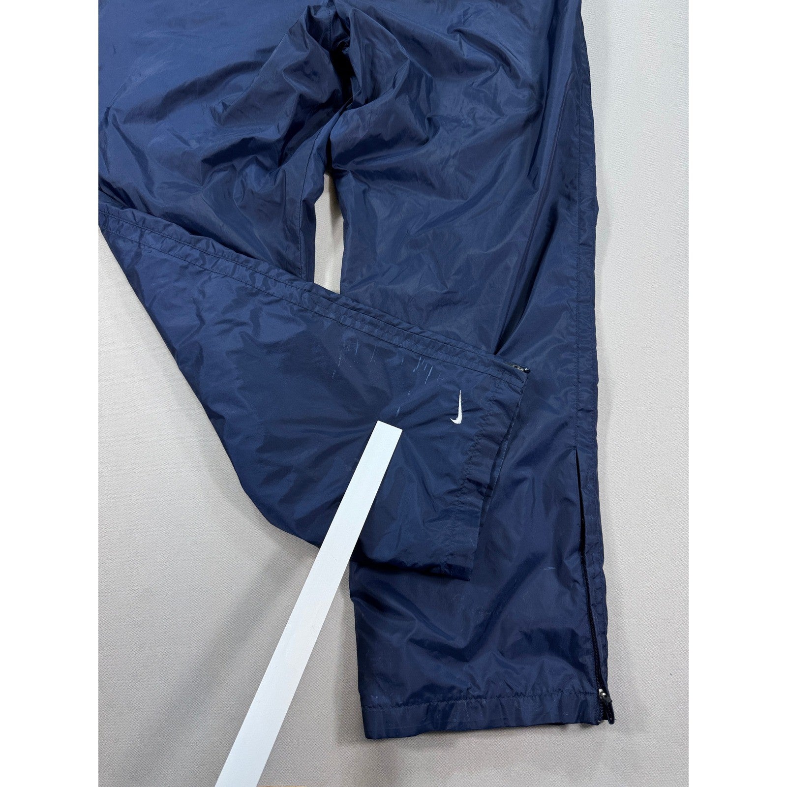 Vintage Nike Track Pants mens Large Navy Blue Windbreaker Ankle Zipped Athletic