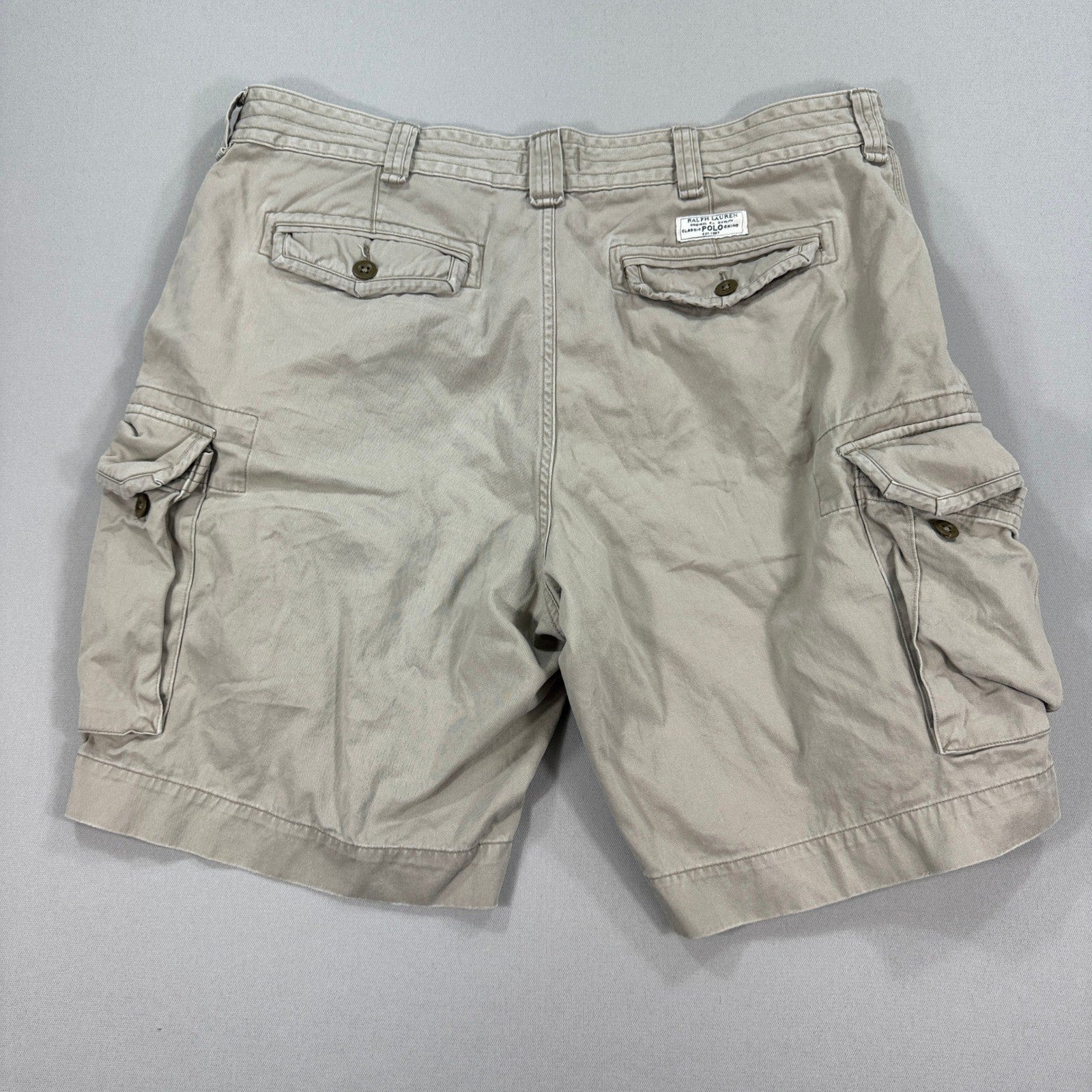 Polo Ralph Lauren Cargo Shorts Classic Chino 100% Cotton mens Size 40 Beige