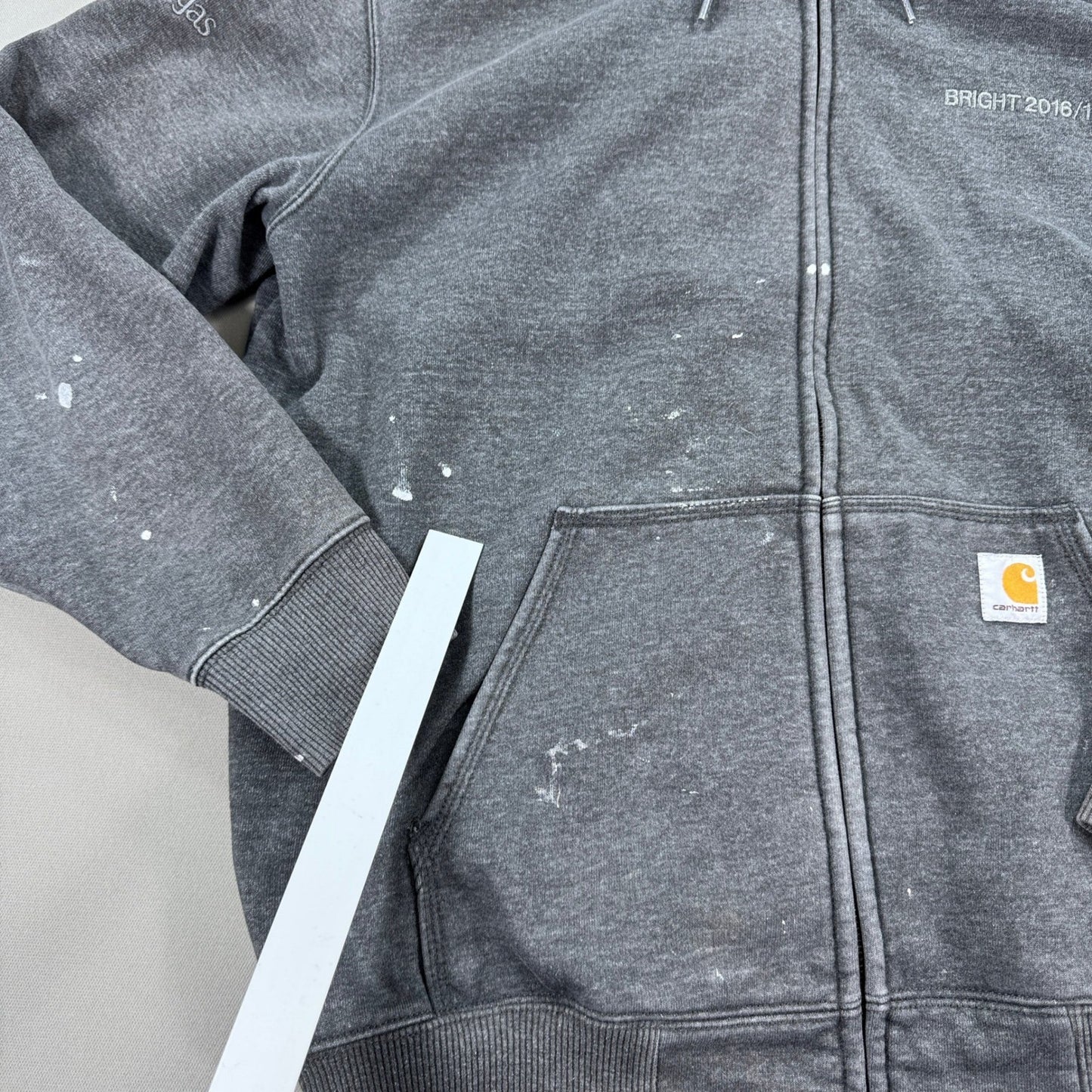 Carhartt Essentials Hoodie Sweatshirt Men's Large Gray Loose Fit Zip Up Oversize