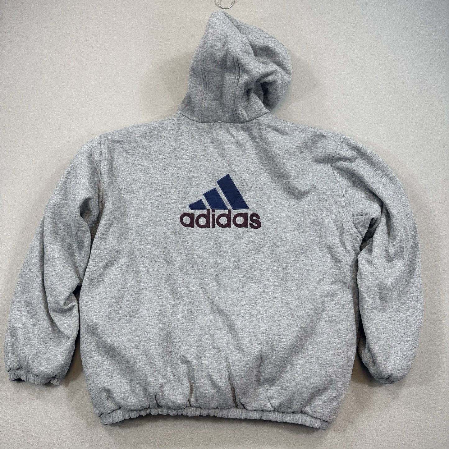 Vintage Adidas Reversible Jacket mens Large Blue Gray Insulated Full Zip Logo