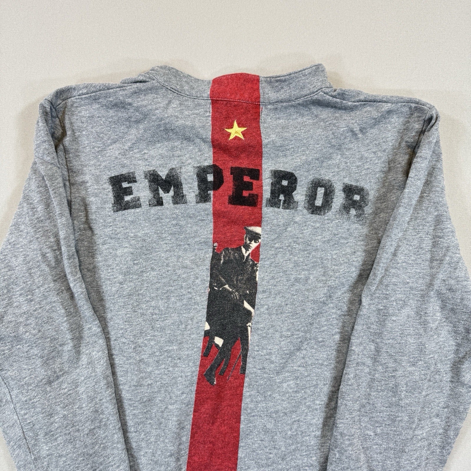 Shanghai Tang Emperor Sweatshirt mens Medium Gray Pullover 1/4 Button-Up