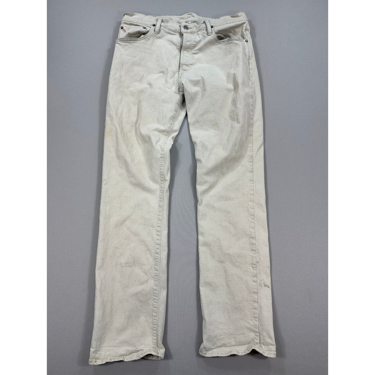 Polo Ralph Lauren Jeans Mens 36x34 Beige Dungerees Pants Straight Leg