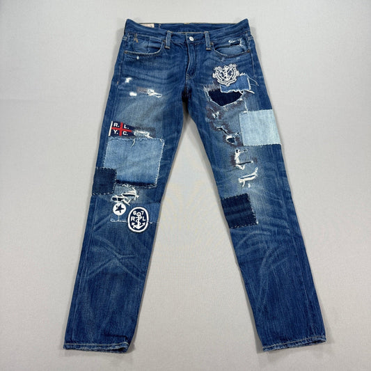 Polo Ralph Lauren Patchwork Jeans Astor Slim Boyfriend Womens Size 26