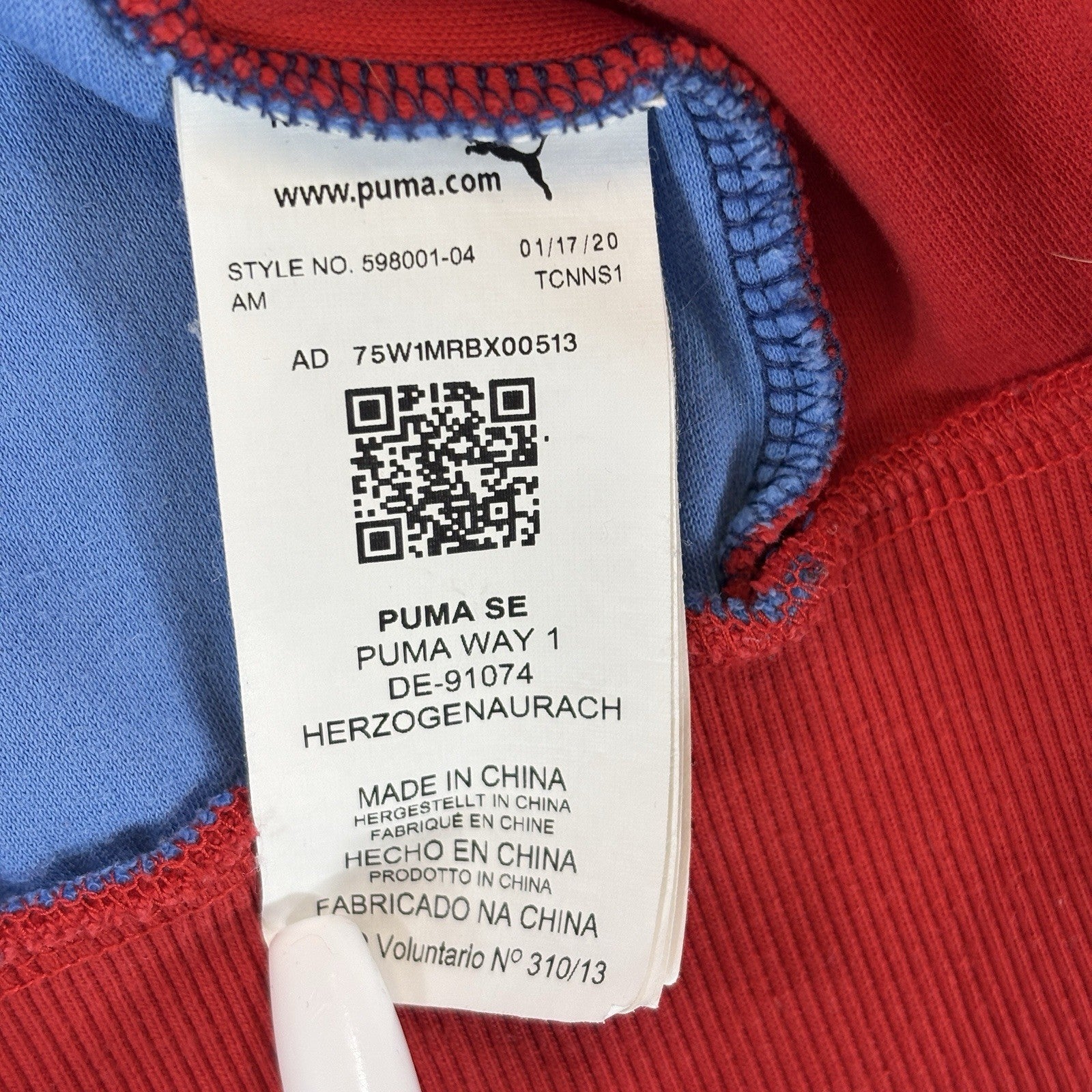 Puma BMW Motorsport Hooded Jacket Mens Blue Red Regular Fit Full Zip Small