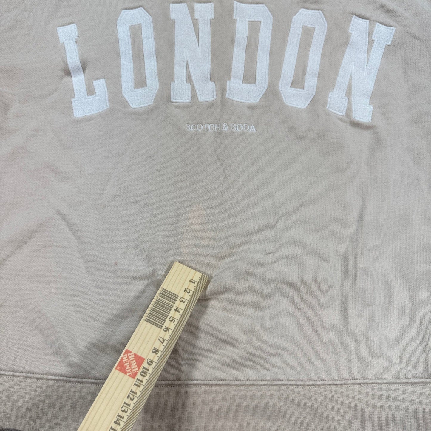 Scotch & Soda London Sweater French Terry Crewneck Boxy Womens Large Tan Beige